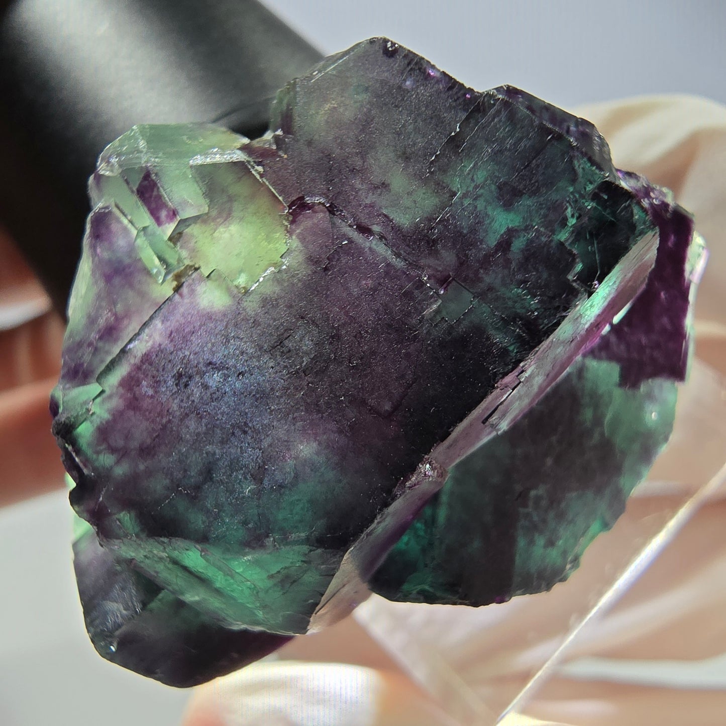 Phantom Fluorit Würfel Stufe, parkettiert grün lila Okorusu, Namibia 39*32*20mm