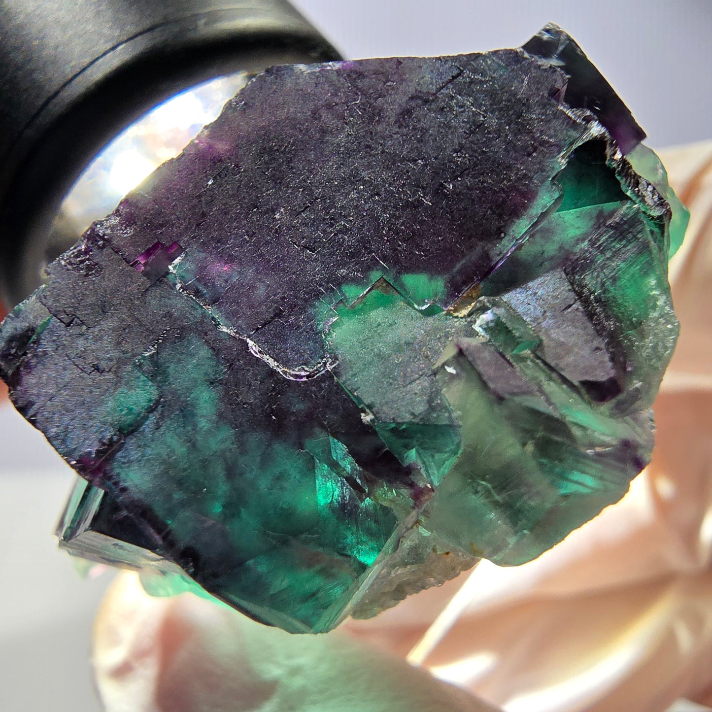 Phantom Fluorit Würfel Stufe, parkettiert grün lila Okorusu, Namibia 39*32*20mm