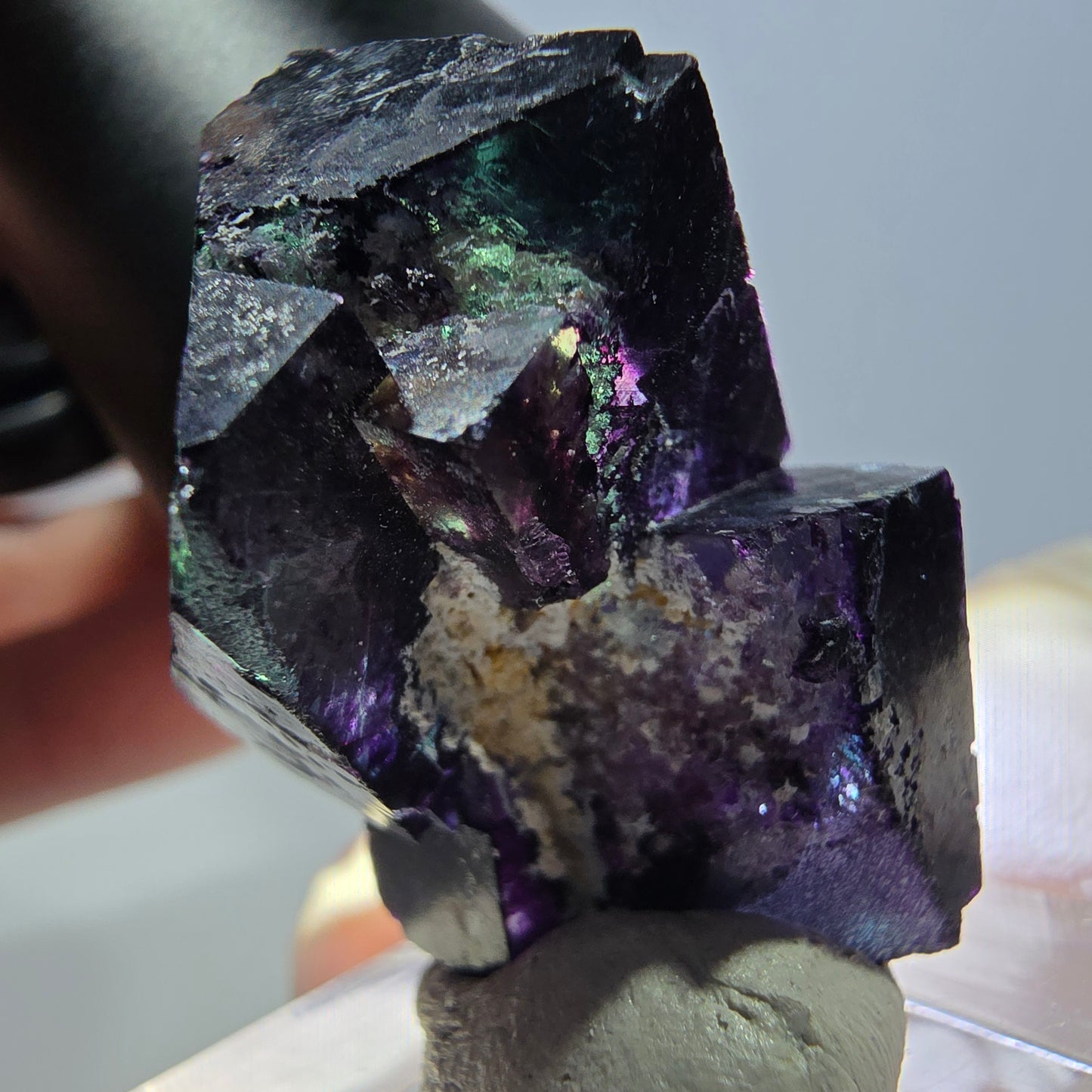 Phantom Fluorit Würfel Stufe grün lila zonal 11:11 Angel Pocket, Namibia 31*22*19mm