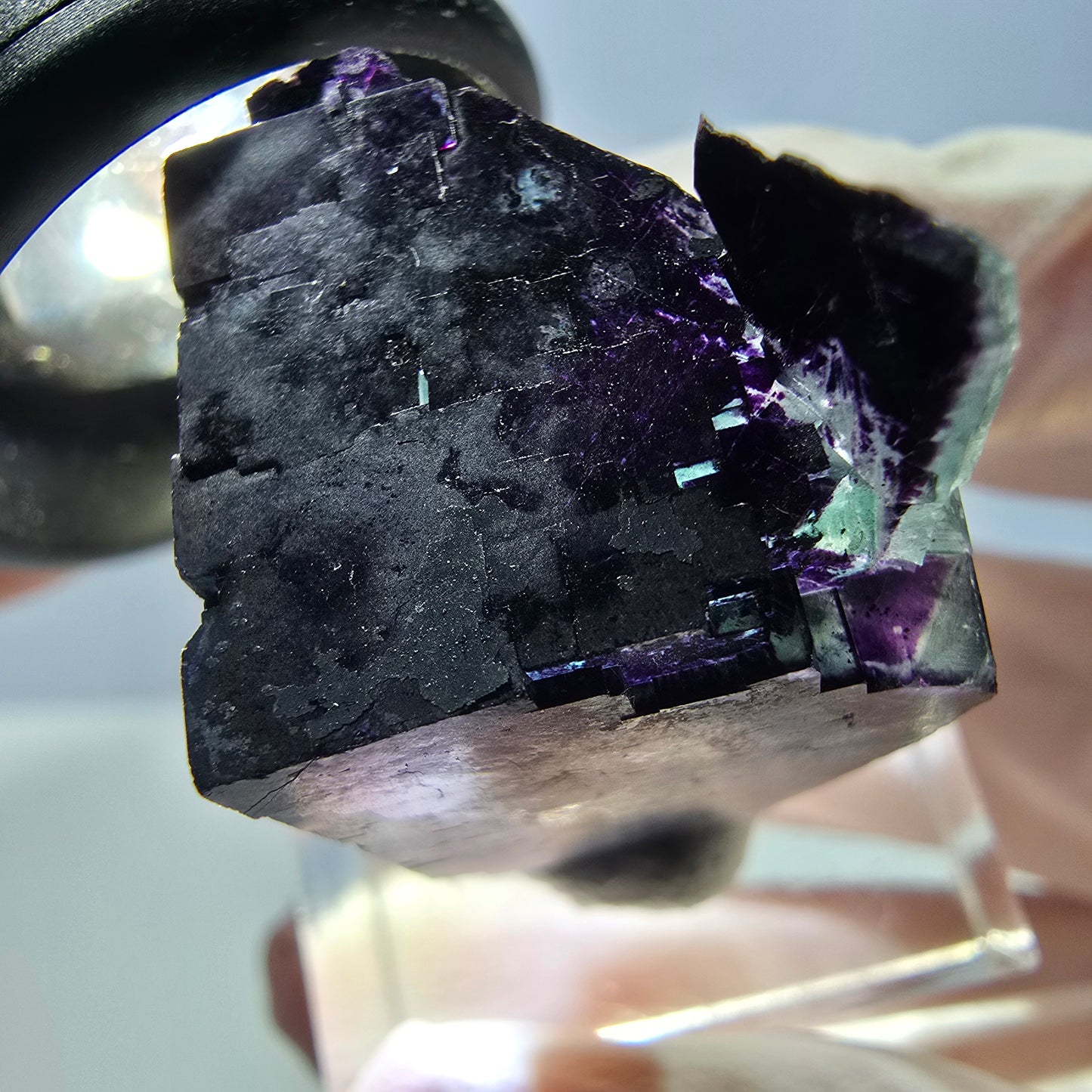 Phantom Fluorit Würfel Stufe grün lila zonal 11:11 Angel Pocket, Namibia 32*21*20mm