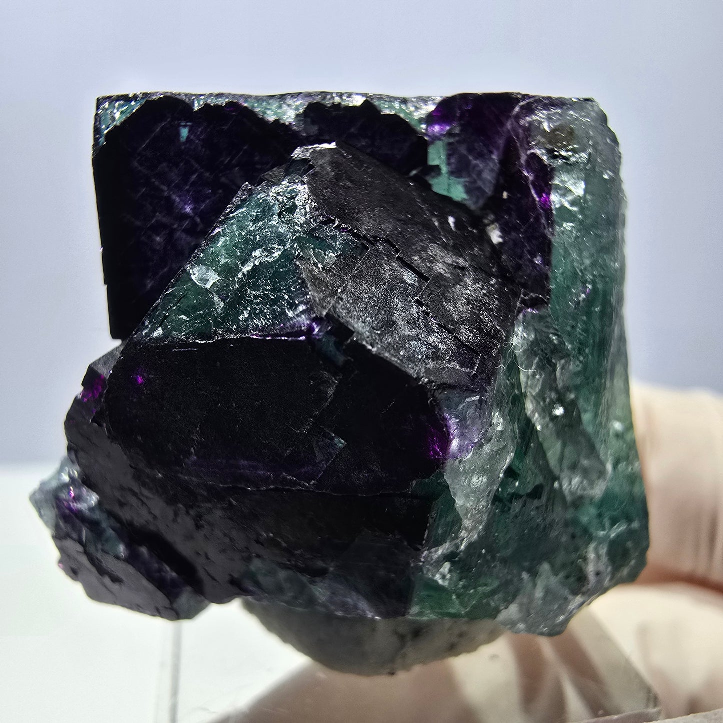 Phantom Fluorit Würfel Stufe grün lila zonal 11:11 Angel Pocket, Namibia 37*33*28mm