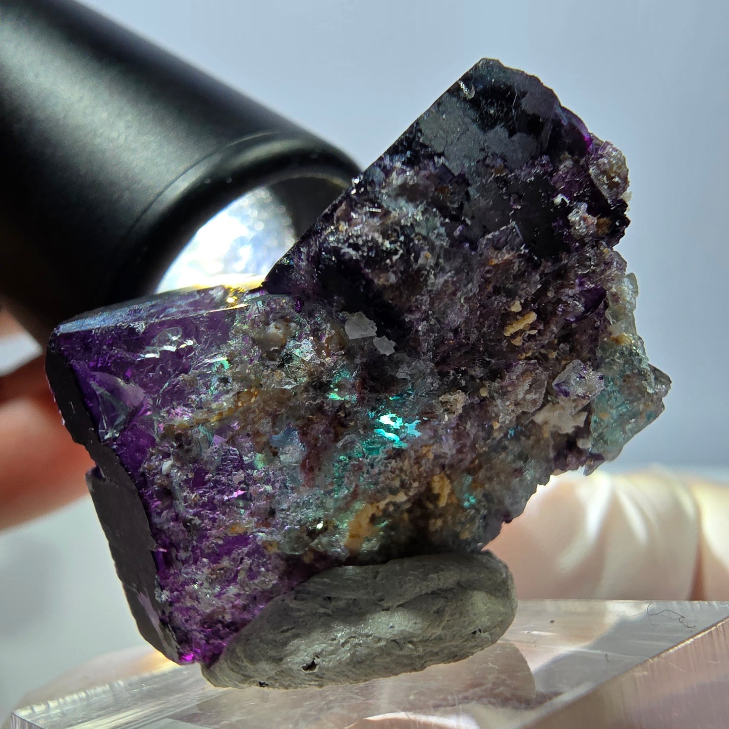 Phantom Fluorit Würfel Stufe grün lila zonal 11:11 Angel Pocket, Namibia 30*28*25mm
