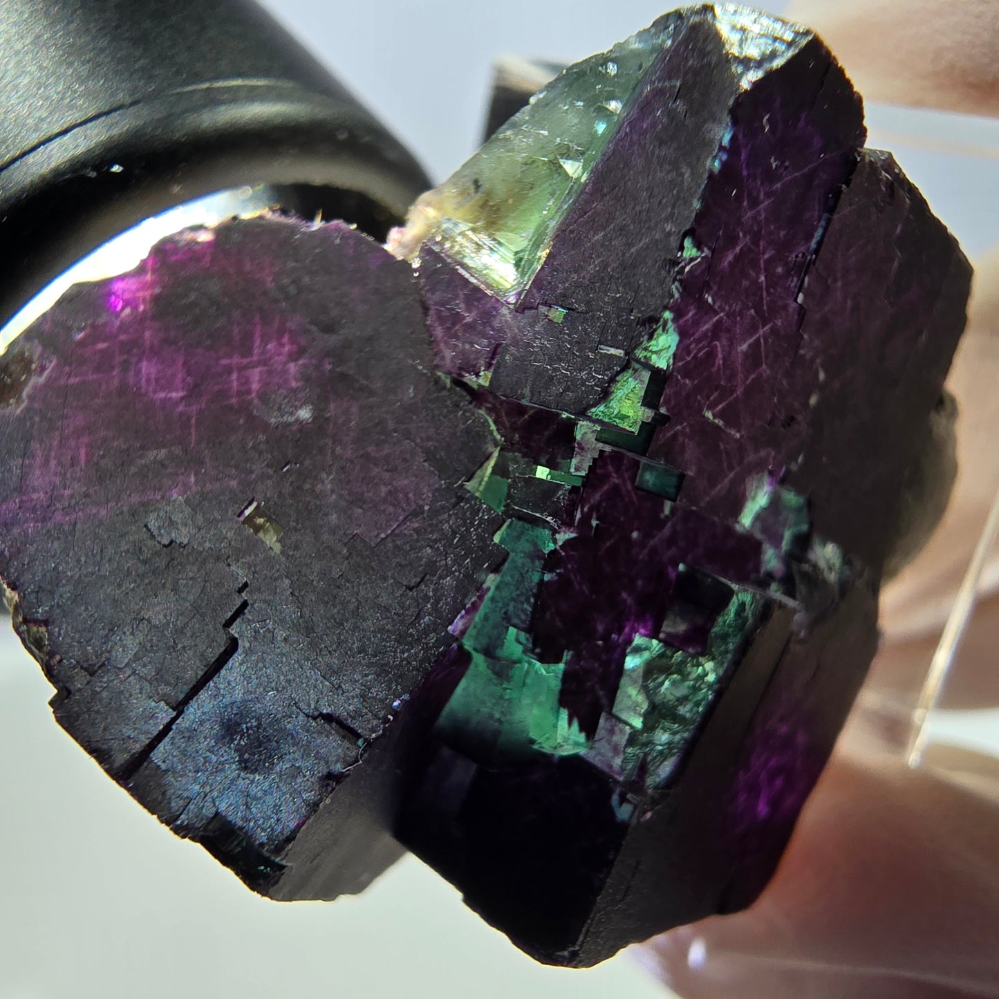 Phantom Fluorit Würfel Stufe grün lila zonal 11:11 Angel Pocket, Namibia 30*28*25mm