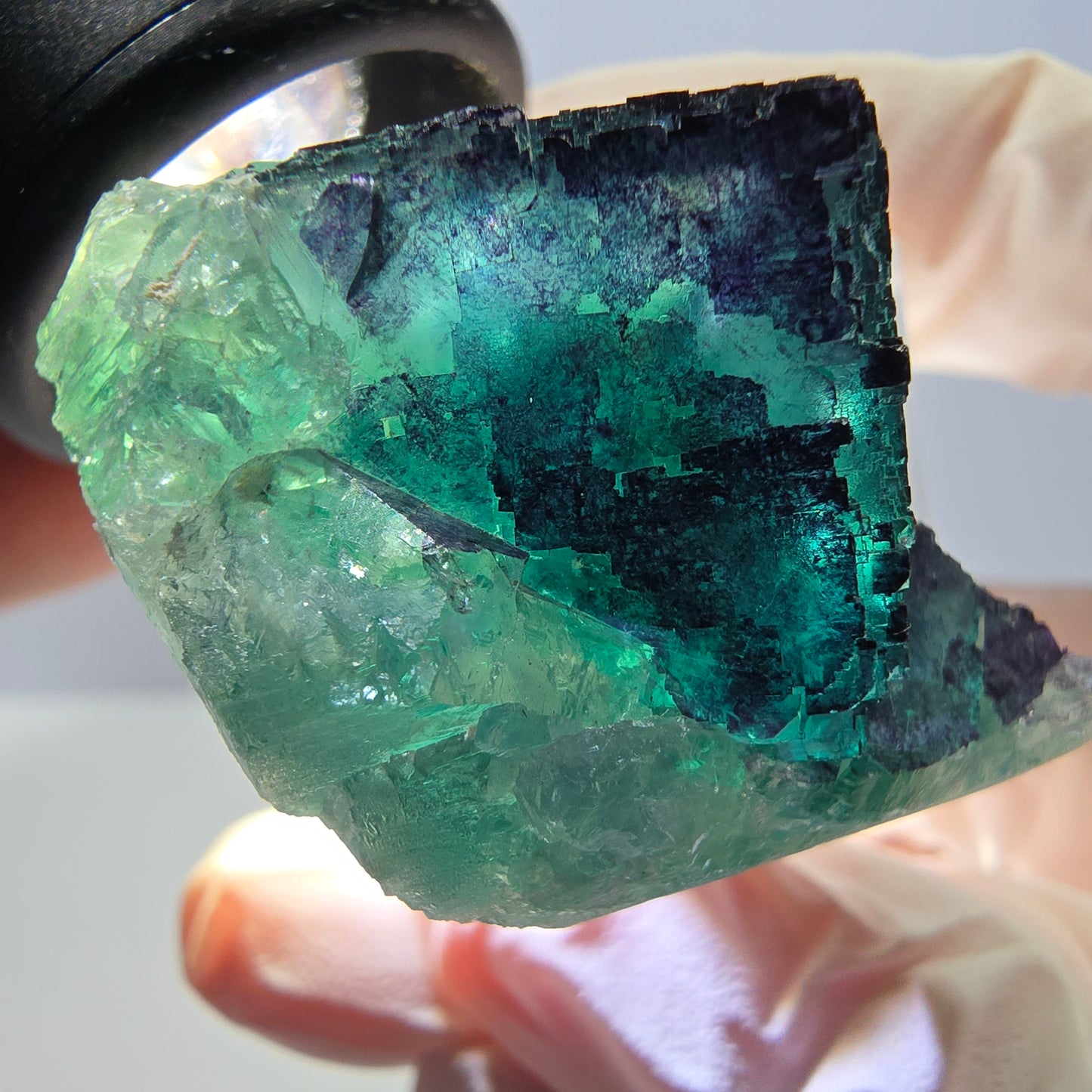 Phantom Fluorit Würfel Stufe grün lila zonal 11:11 Angel Pocket, Namibia 35*28*22mm