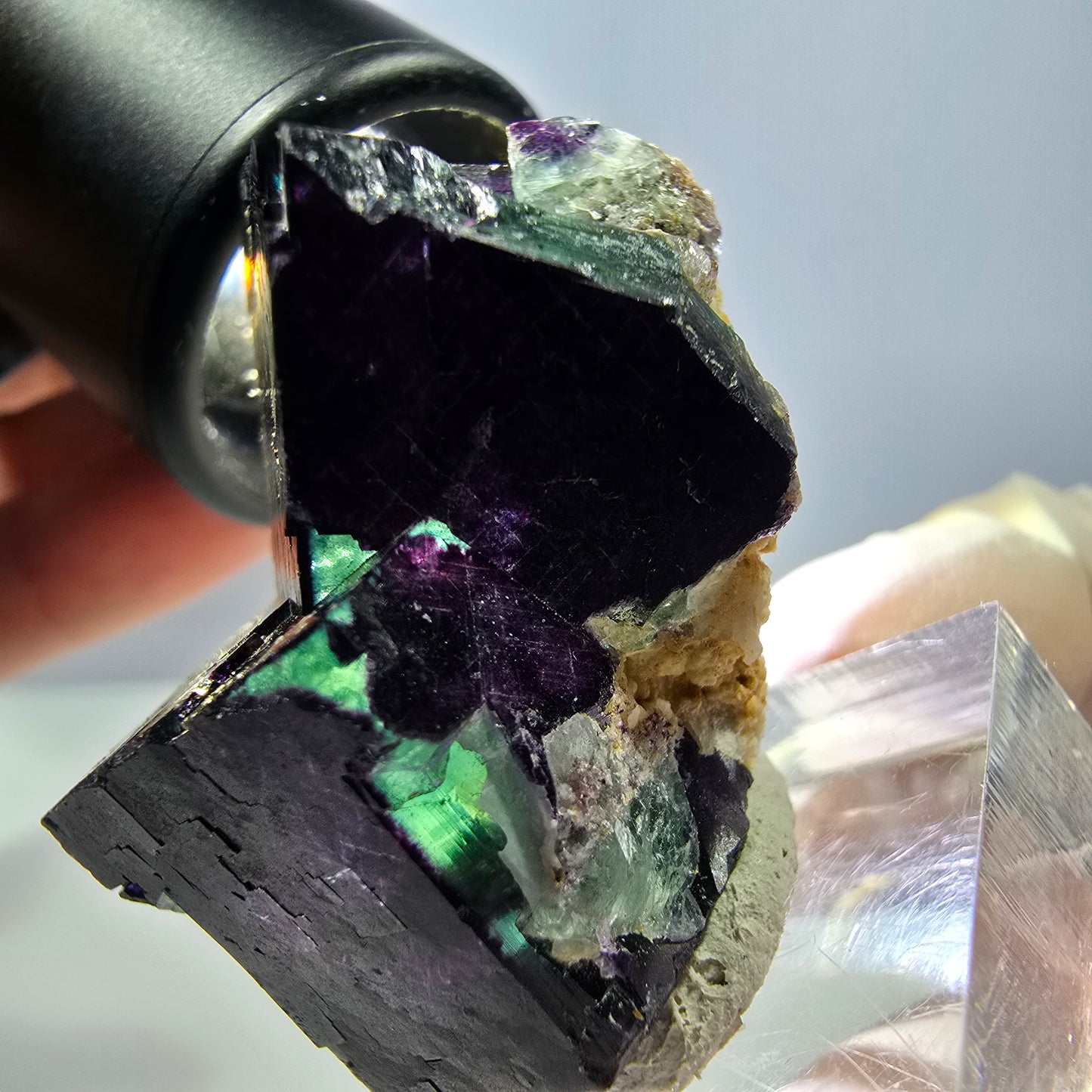 Phantom Fluorit Würfel Stufe grün lila zonal 11:11 Angel Pocket, Namibia 42*31*26mm