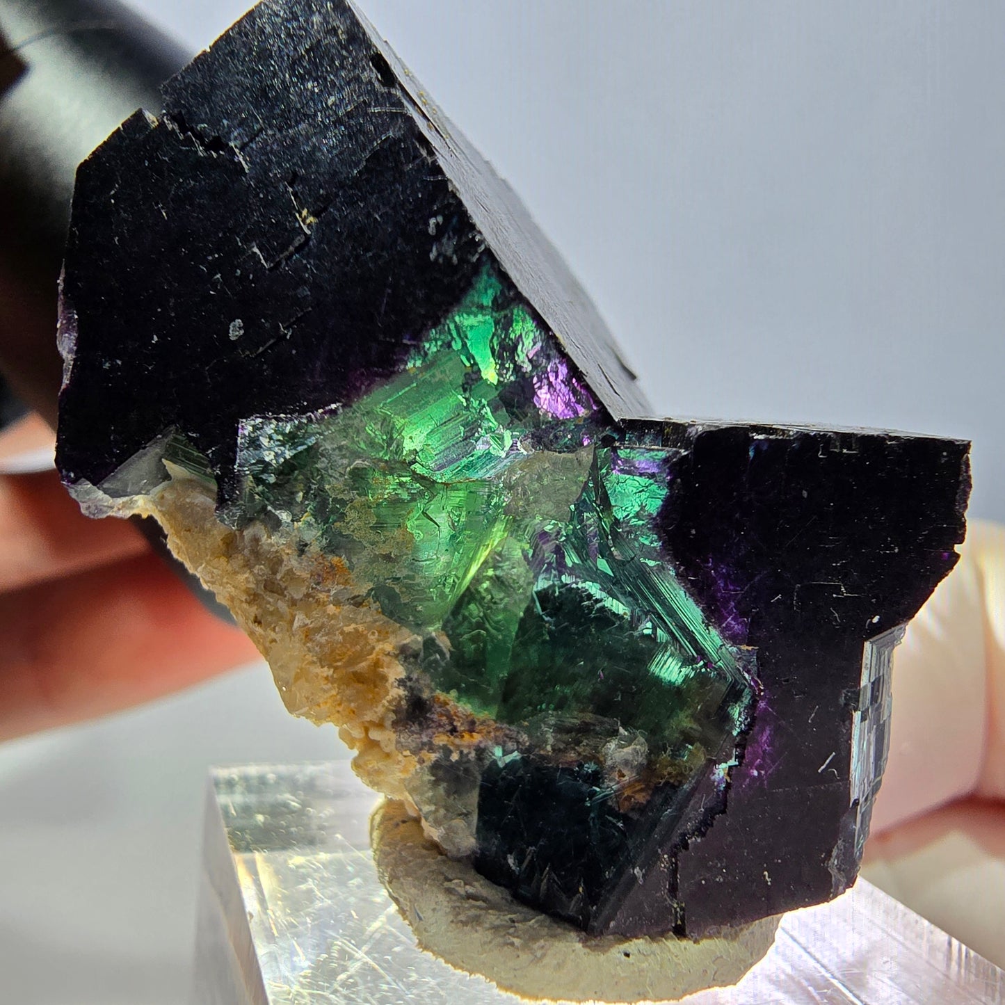 Phantom Fluorit Würfel Stufe grün lila zonal 11:11 Angel Pocket, Namibia 42*31*26mm