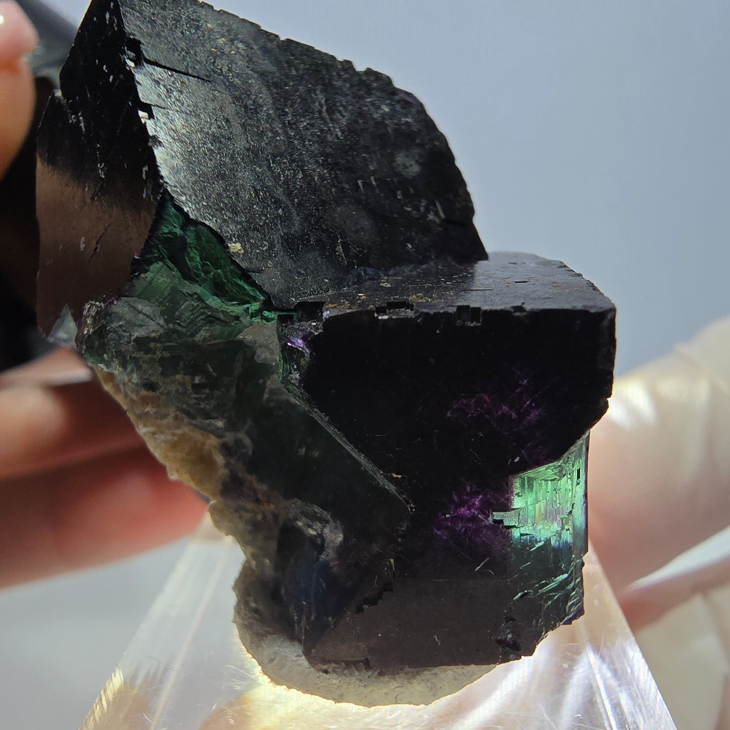 Phantom Fluorit Würfel Stufe grün lila zonal 11:11 Angel Pocket, Namibia 42*31*26mm