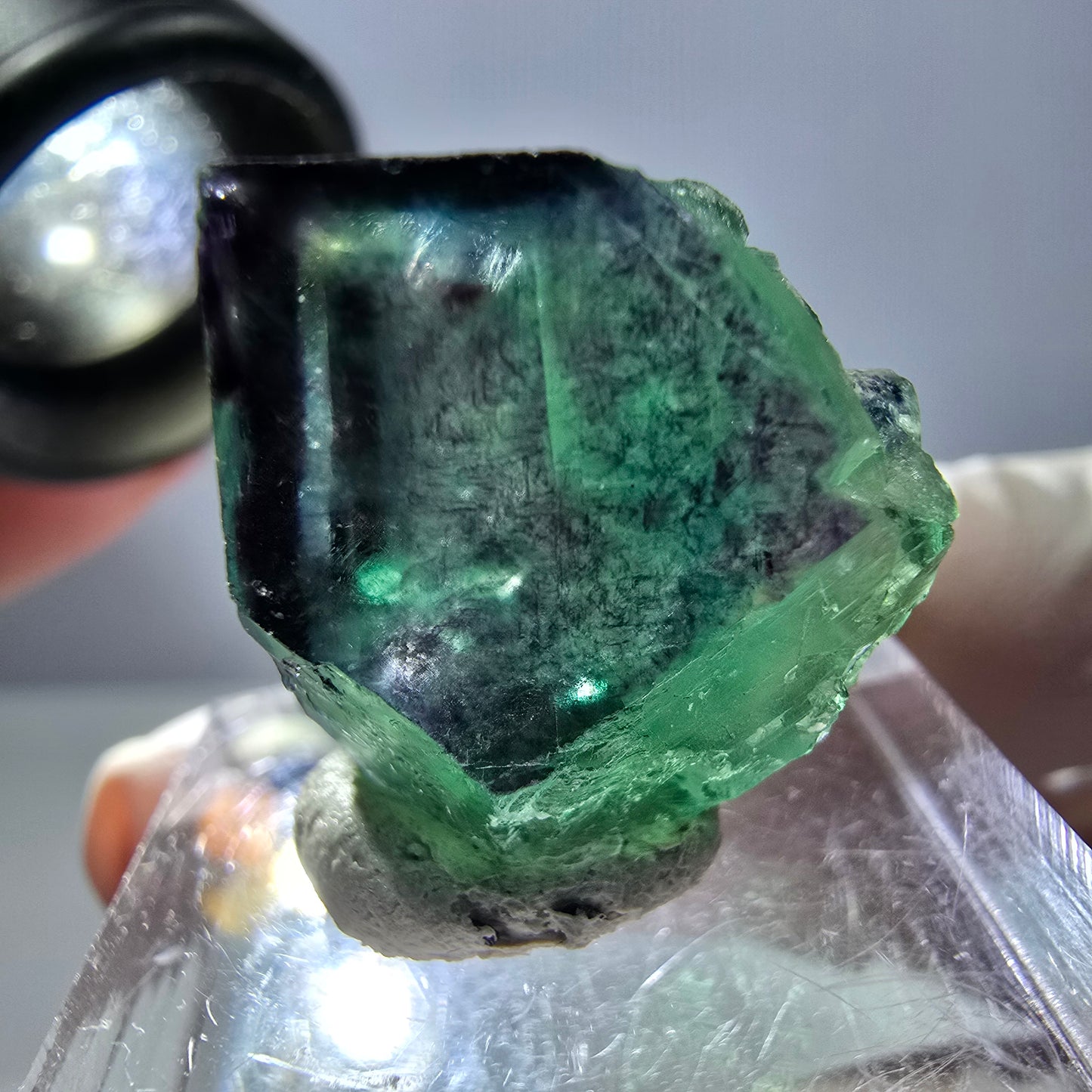 Phantom Fluorit Würfel Stufe grün lila zonal 11:11 Angel Pocket, Namibia 24*21*19mm
