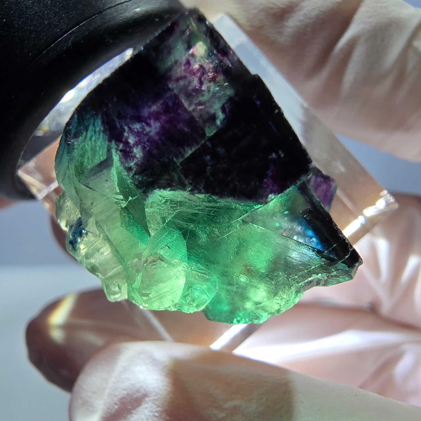 Phantom Fluorit Würfel Stufe grün lila zonal 11:11 Angel Pocket, Namibia 24*21*19mm