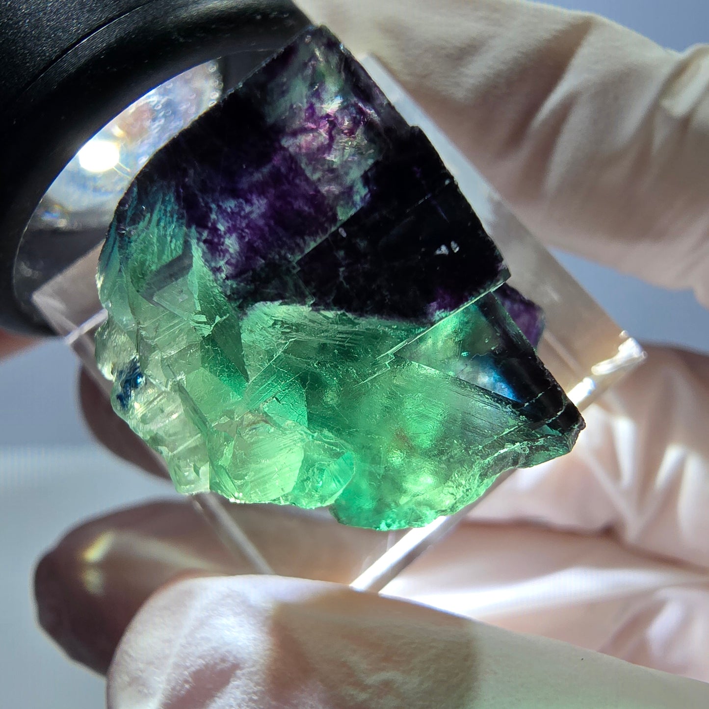 Phantom Fluorit Würfel Stufe grün lila zonal 11:11 Angel Pocket, Namibia 24*21*19mm