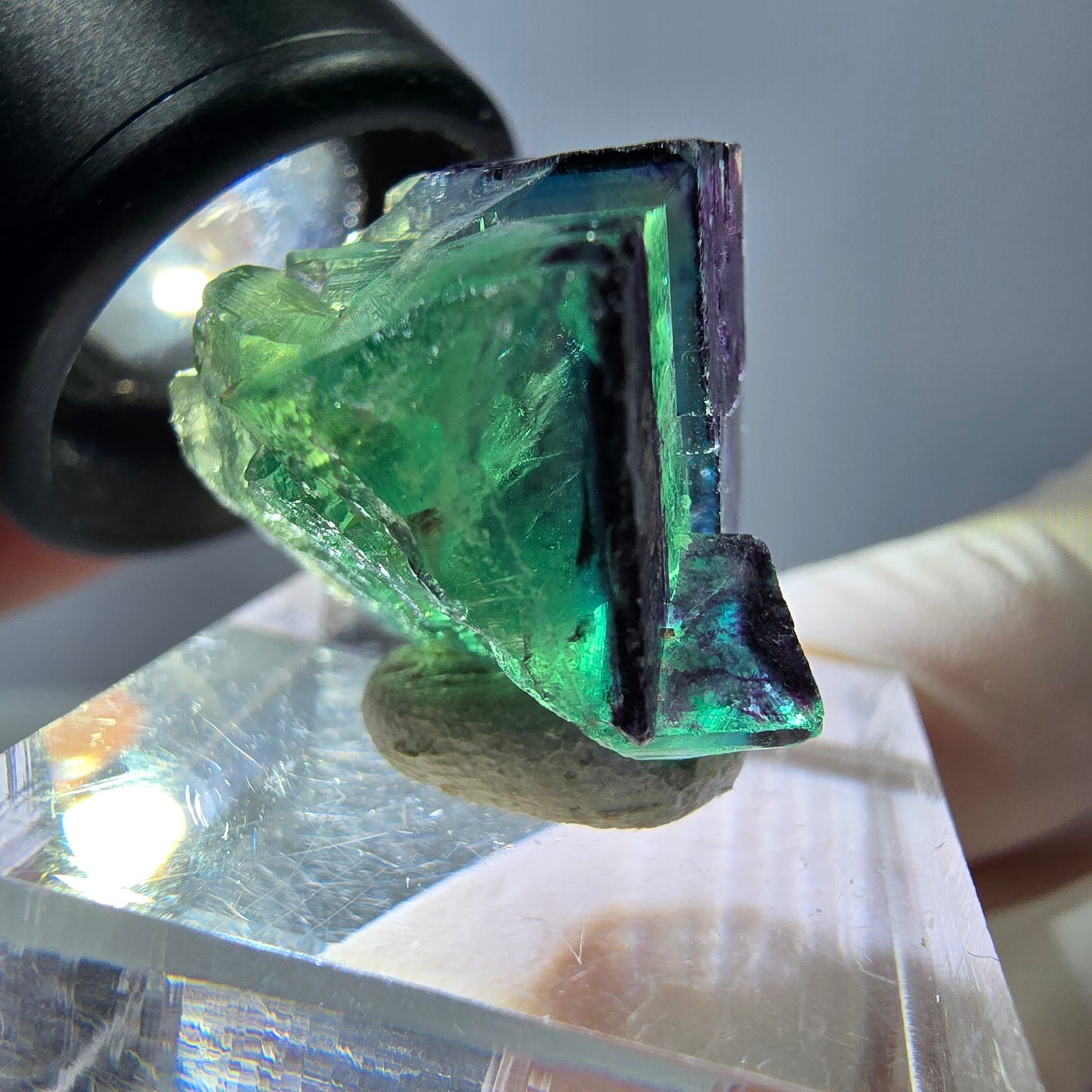 Phantom Fluorit Würfel Stufe grün lila zonal 11:11 Angel Pocket, Namibia 24*21*19mm