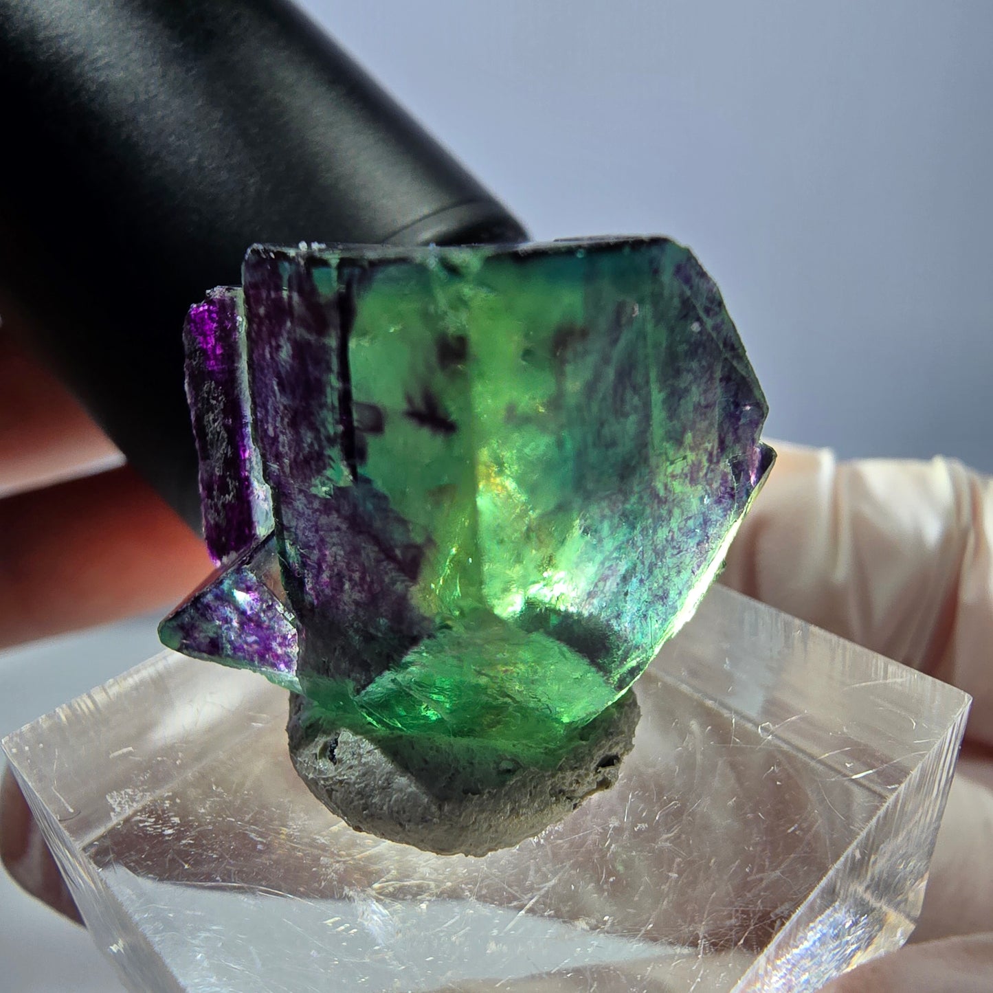 Phantom Fluorit Würfel Stufe grün lila zonal 11:11 Angel Pocket, Namibia 24*21*19mm