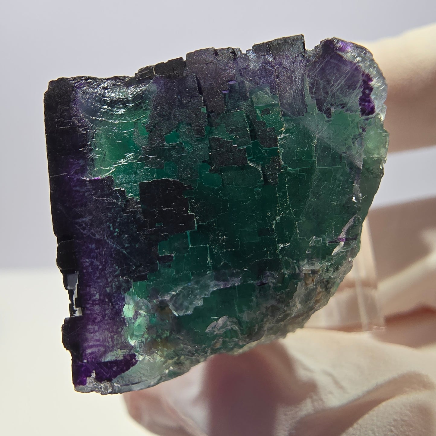 Phantom Fluorit Würfel Stufe grün lila zonal 11:11 Angel Pocket, Namibia 25*25*24mm