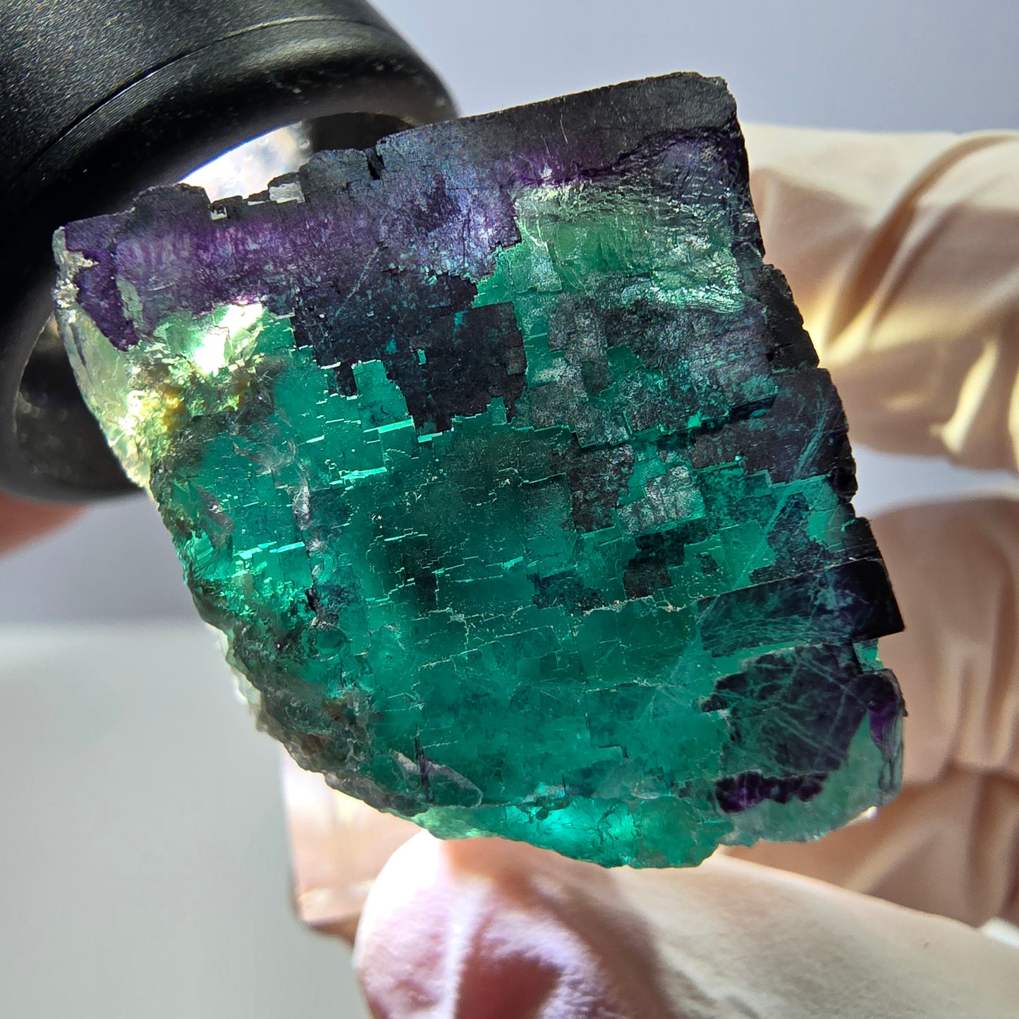 Phantom Fluorit Würfel Stufe grün lila zonal 11:11 Angel Pocket, Namibia 25*25*24mm