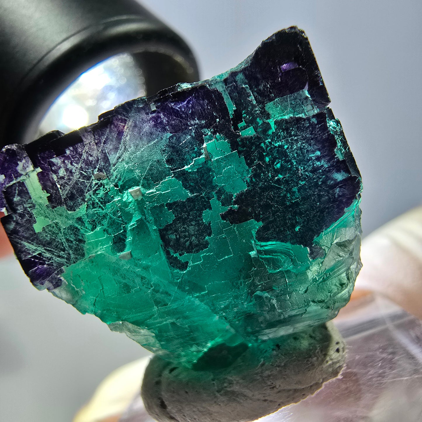 Phantom Fluorit Würfel Stufe grün lila zonal 11:11 Angel Pocket, Namibia 25*25*24mm