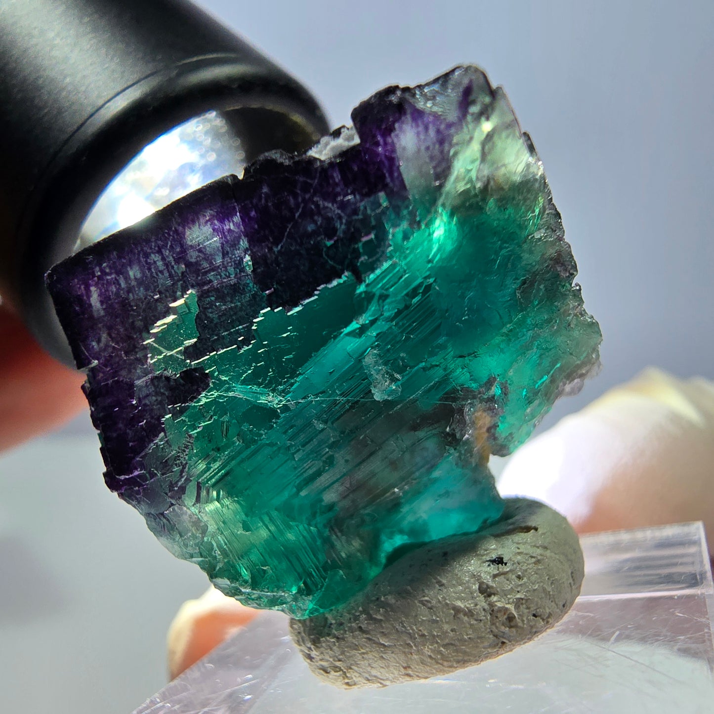Phantom Fluorit Würfel Stufe grün lila zonal 11:11 Angel Pocket, Namibia 25*25*24mm