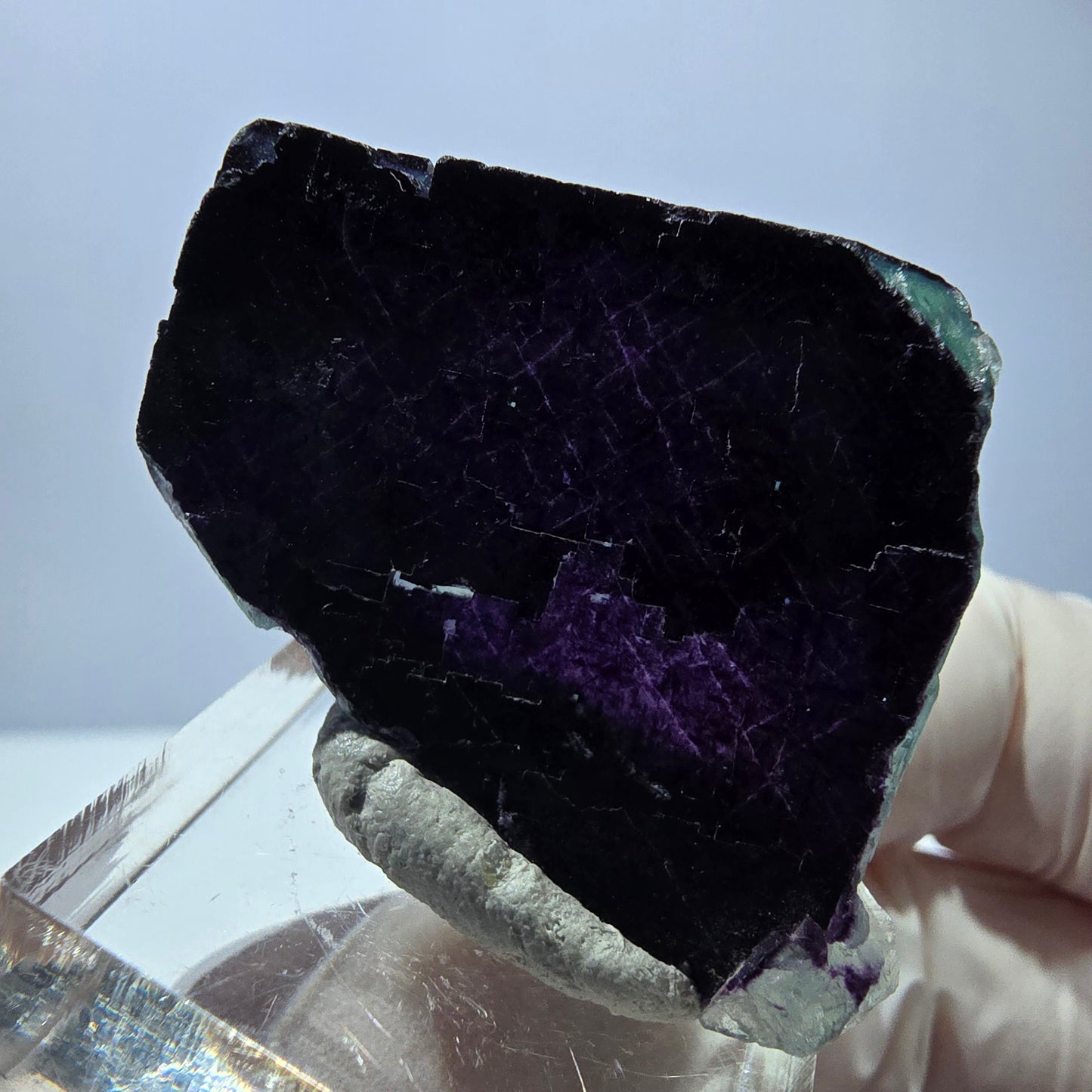 Phantom Fluorit Würfel Stufe grün lila zonal 11:11 Angel Pocket, Namibia 37*31*18mm