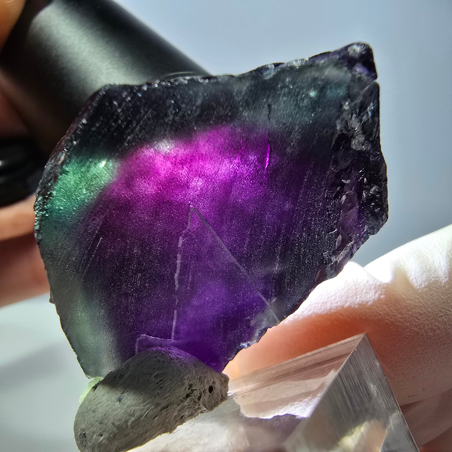 Phantom Fluorit Würfel Stufe grün lila zonal 11:11 Angel Pocket, Namibia 37*31*18mm