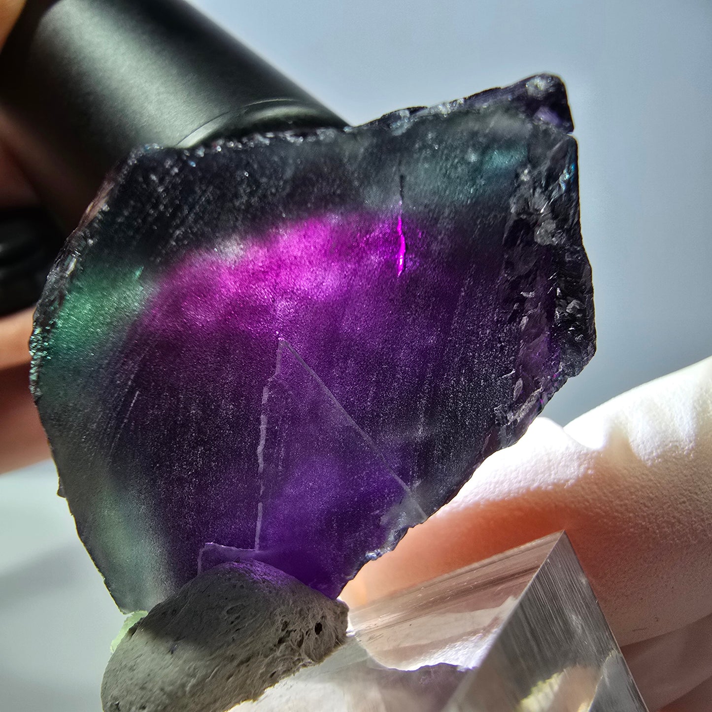 Phantom Fluorit Würfel Stufe grün lila zonal 11:11 Angel Pocket, Namibia 37*31*18mm
