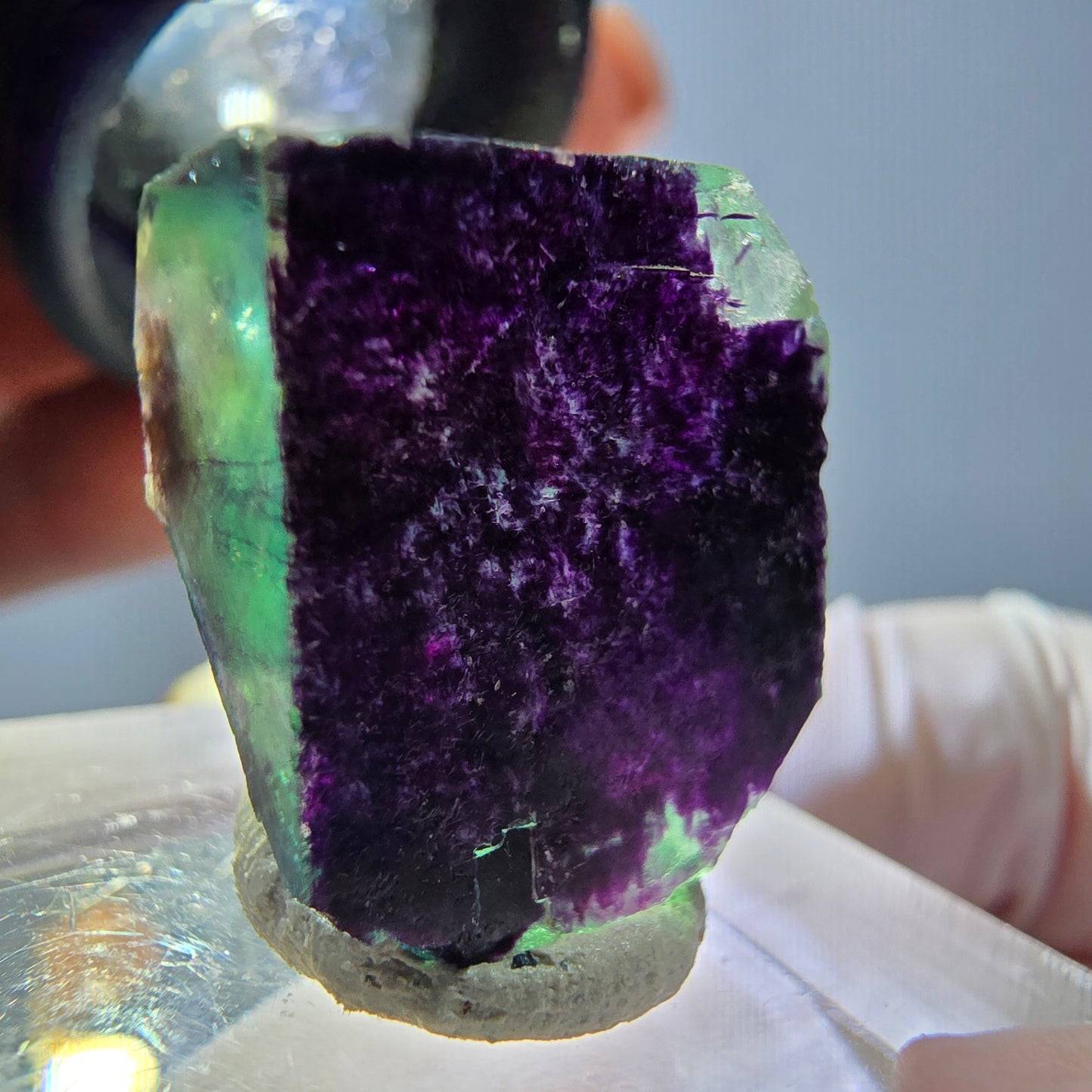 Phantom Fluorit Würfel Stufe grün lila zonal 11:11 Angel Pocket, Namibia 18*16*15mm
