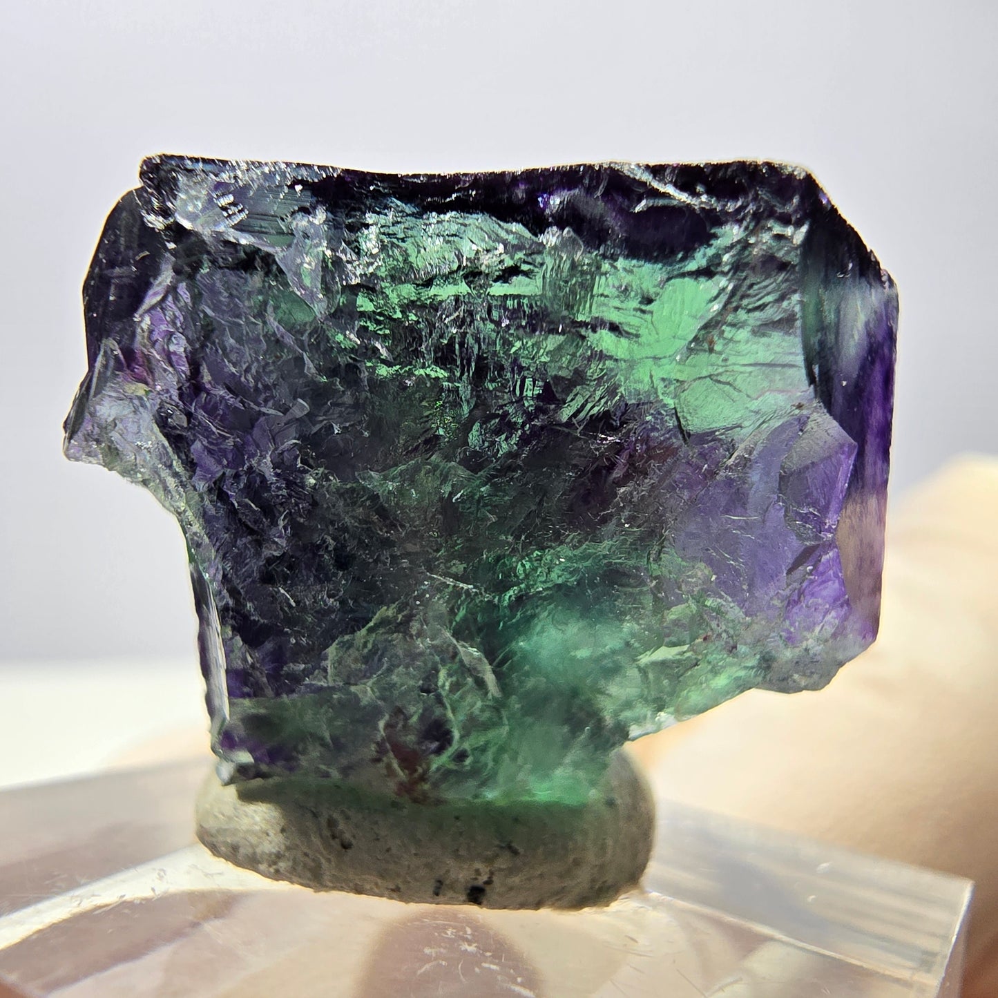 Phantom Fluorit Würfel Stufe grün lila zonal 11:11 Angel Pocket, Namibia 19*19*19mm