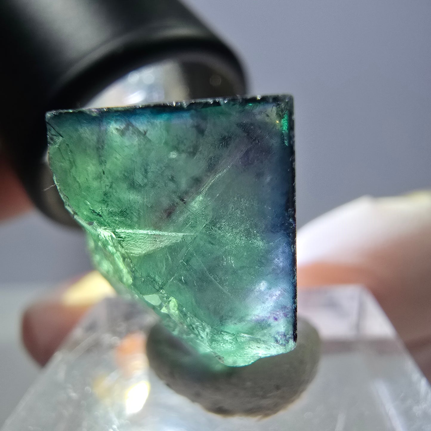 Phantom Fluorit Würfel Stufe grün lila zonal 11:11 Angel Pocket, Namibia 19*19*19mm