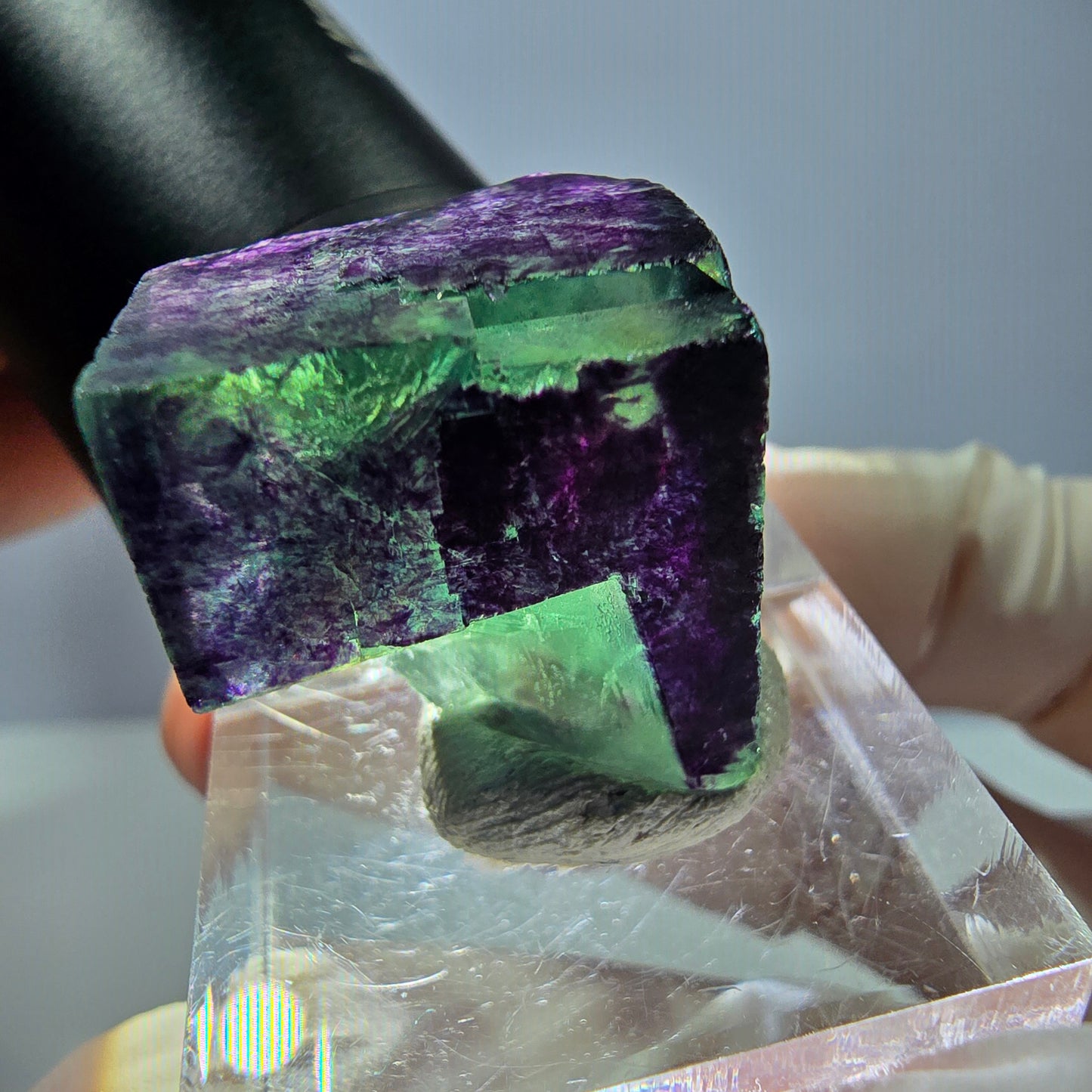 Phantom Fluorit Würfel Stufe grün lila zonal 11:11 Angel Pocket, Namibia 19*19*19mm