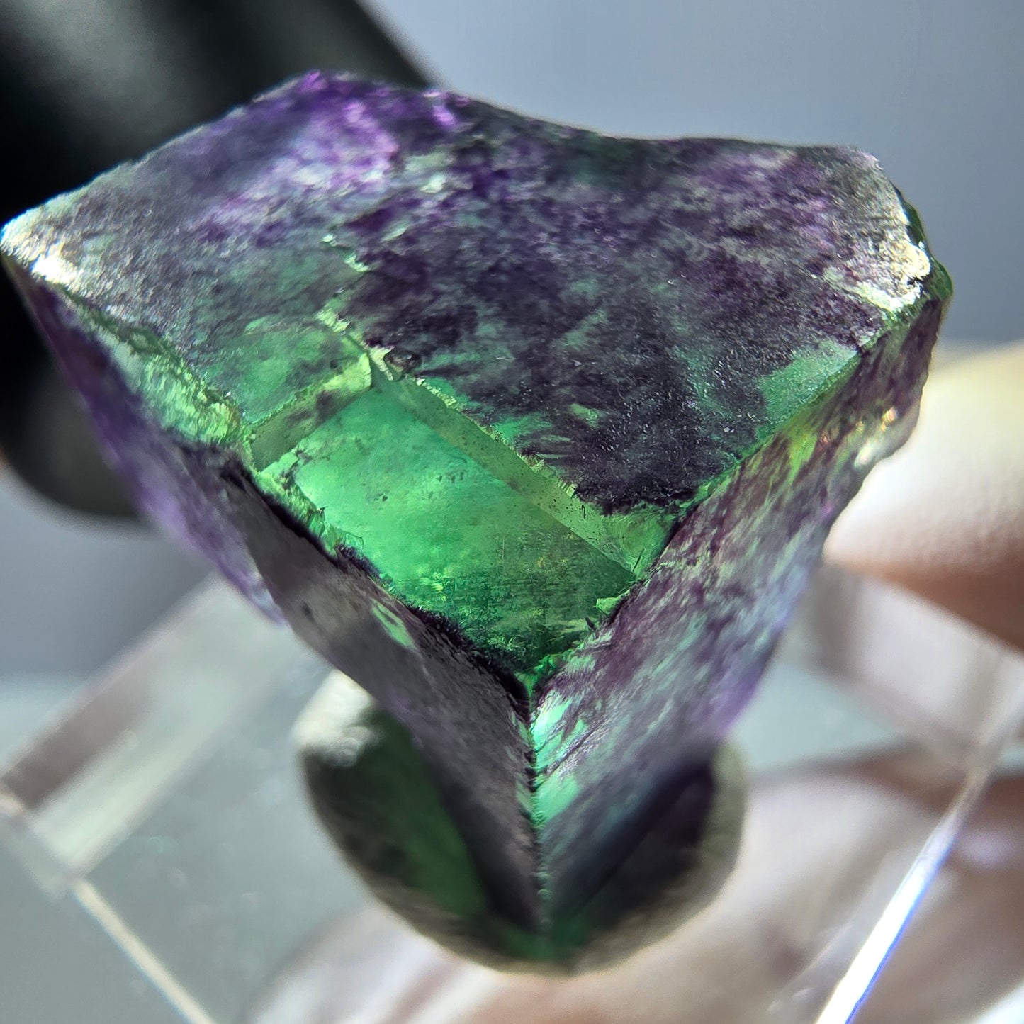 Phantom Fluorit Würfel Stufe grün lila zonal 11:11 Angel Pocket, Namibia 19*19*19mm