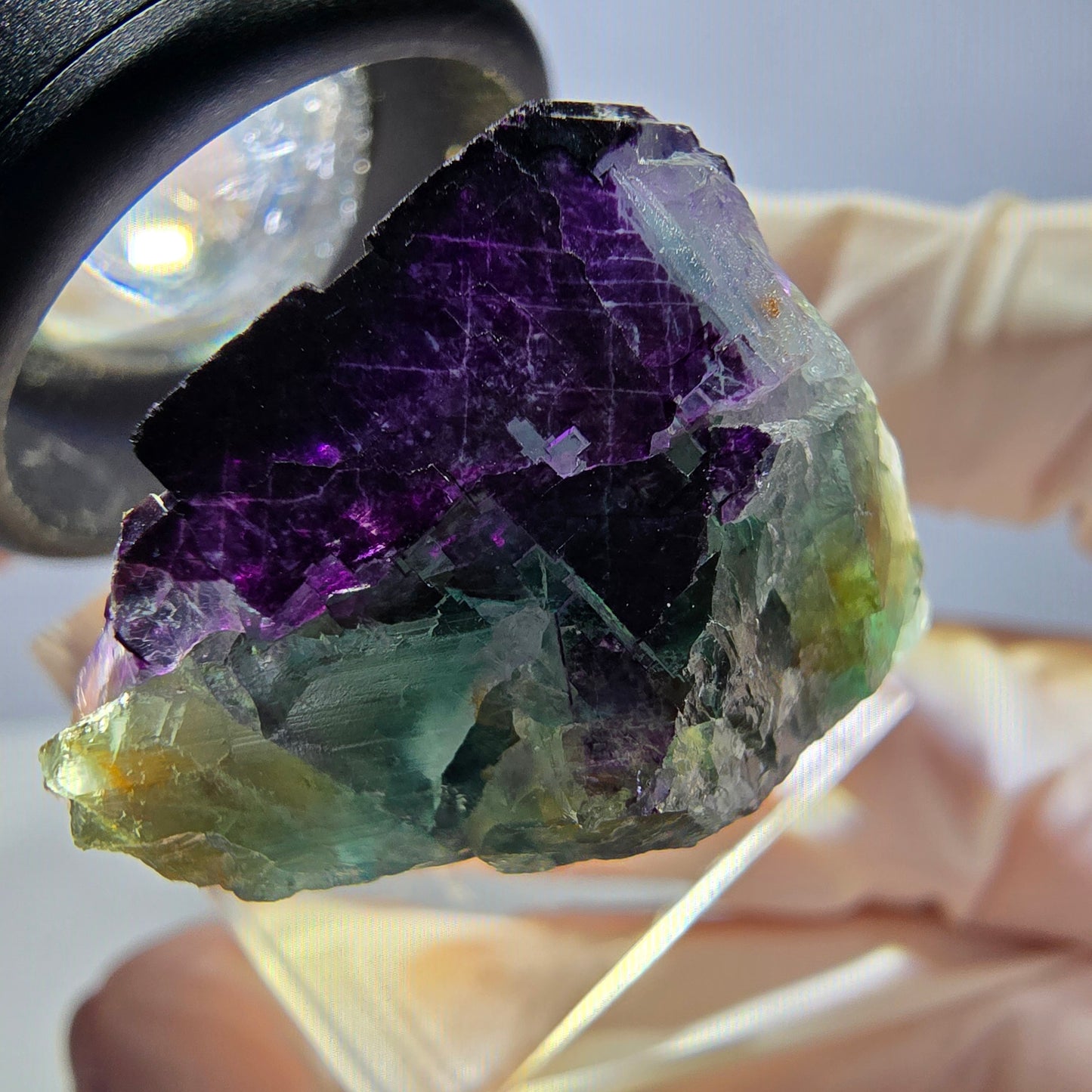 Phantom Fluorit Würfel Stufe grün lila zonal 11:11 Angel Pocket, Namibia 27*23*18mm