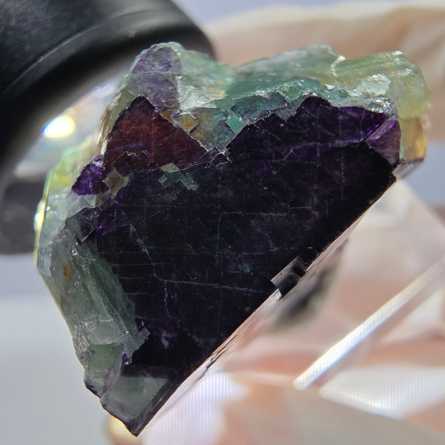 Phantom Fluorit Würfel Stufe grün lila zonal 11:11 Angel Pocket, Namibia 27*23*18mm