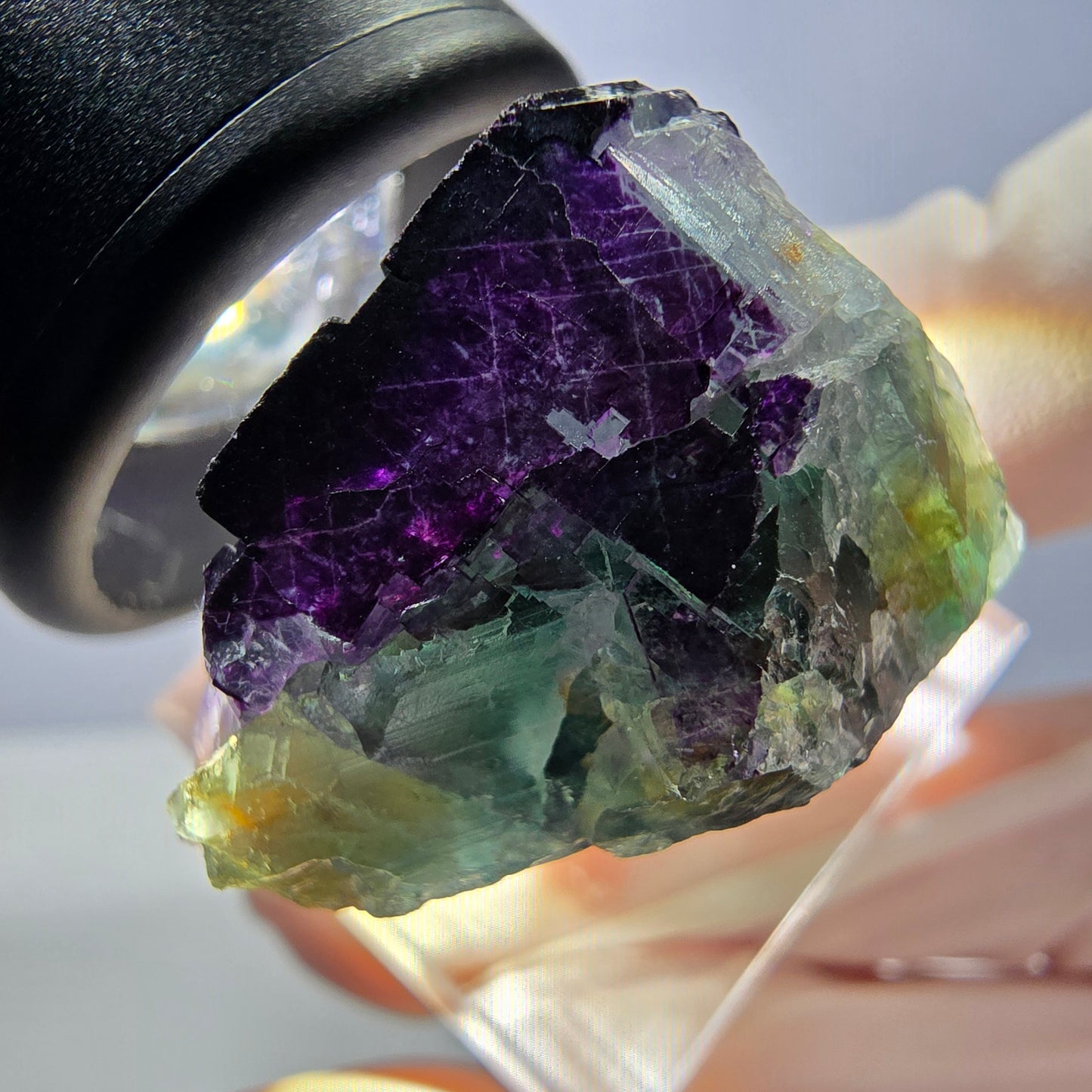 Phantom Fluorit Würfel Stufe grün lila zonal 11:11 Angel Pocket, Namibia 27*23*18mm