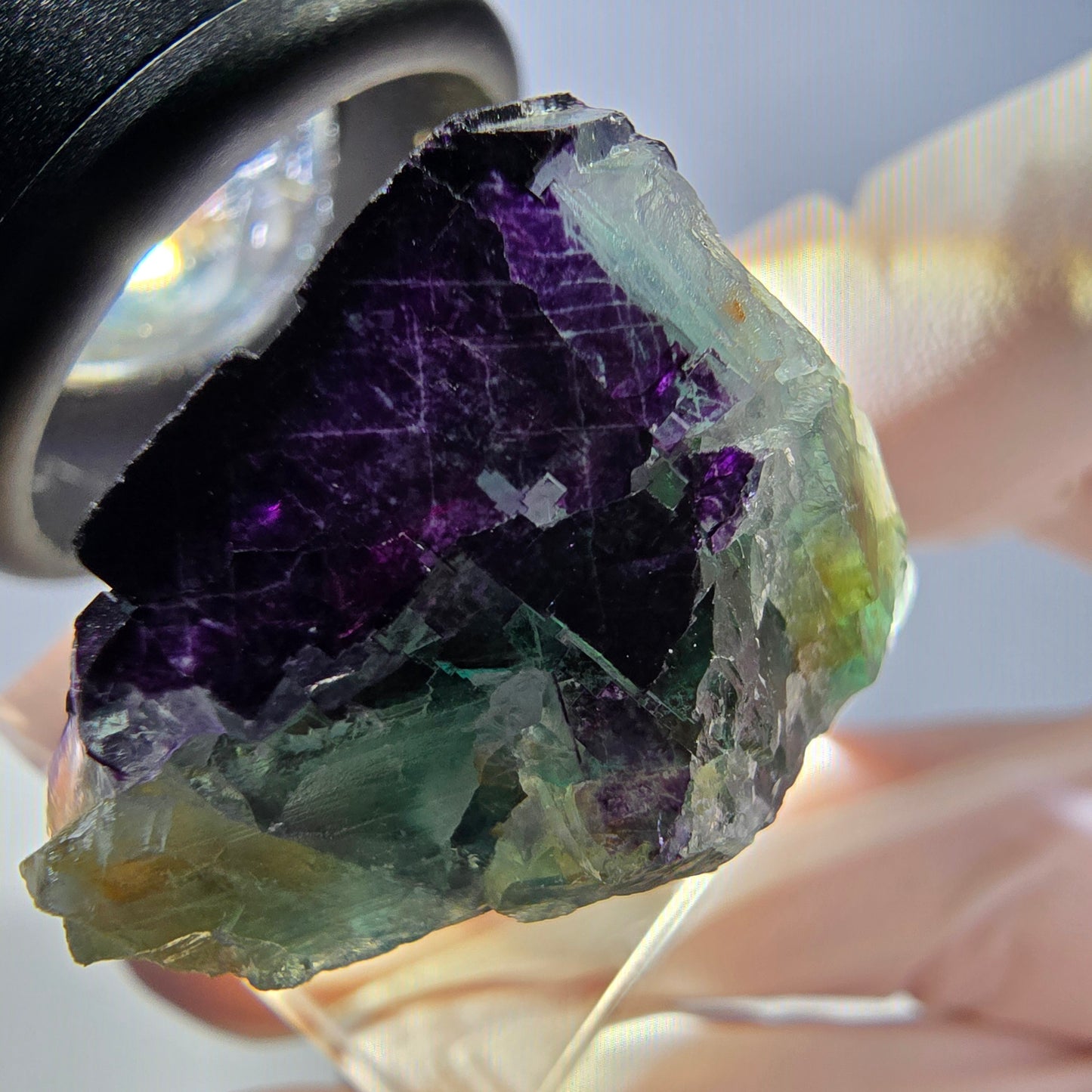 Phantom Fluorit Würfel Stufe grün lila zonal 11:11 Angel Pocket, Namibia 27*23*18mm