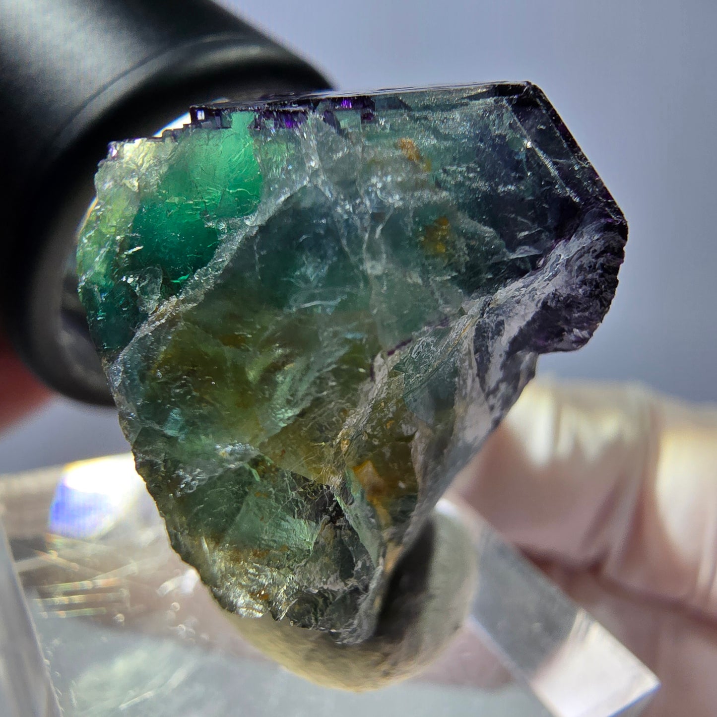Phantom Fluorit Würfel Stufe grün lila zonal 11:11 Angel Pocket, Namibia 27*23*18mm