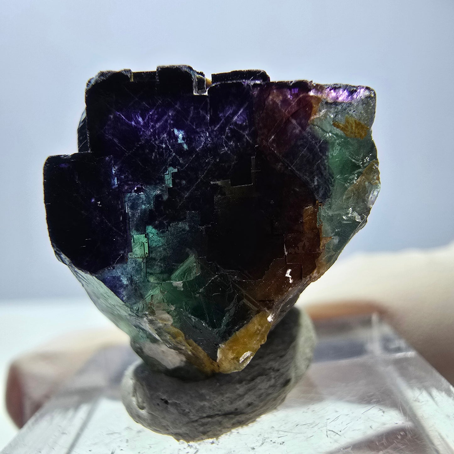 Phantom Fluorit Würfel Stufe grün lila zonal 11:11 Angel Pocket, Namibia 21*18*15mm