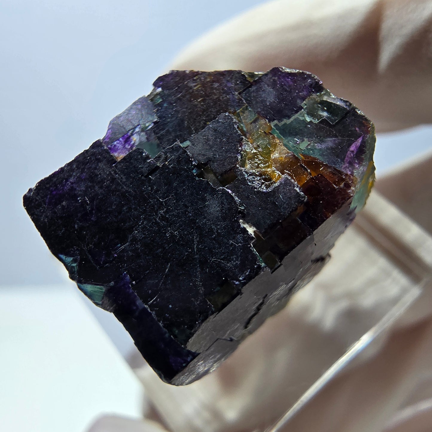 Phantom Fluorit Würfel Stufe grün lila zonal 11:11 Angel Pocket, Namibia 21*18*15mm