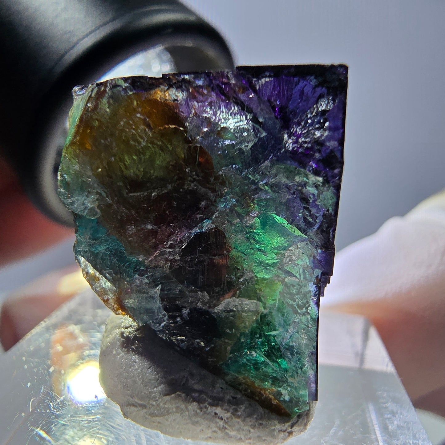Phantom Fluorit Würfel Stufe grün lila zonal 11:11 Angel Pocket, Namibia 21*18*15mm