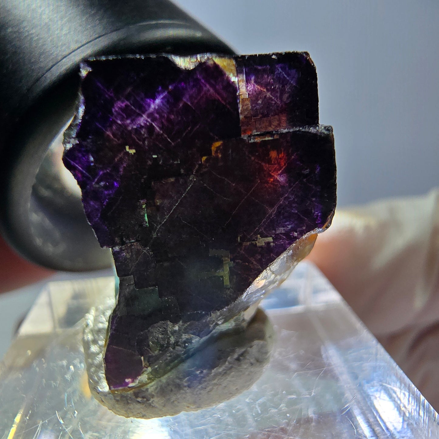 Phantom Fluorit Würfel Stufe grün lila zonal 11:11 Angel Pocket, Namibia 21*18*15mm
