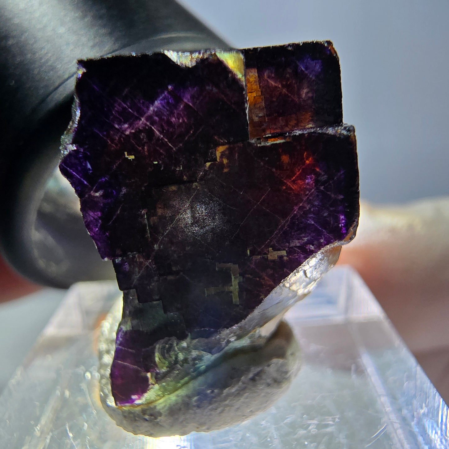 Phantom Fluorit Würfel Stufe grün lila zonal 11:11 Angel Pocket, Namibia 21*18*15mm