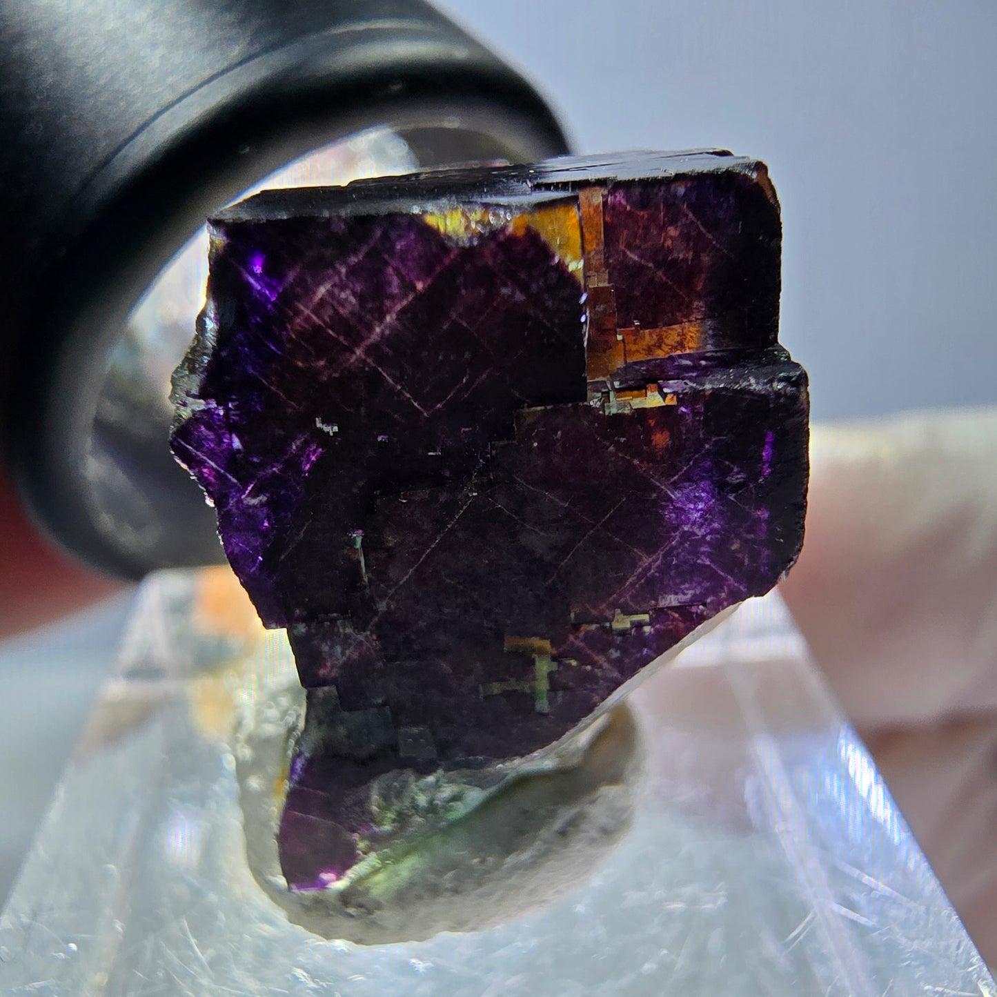 Phantom Fluorit Würfel Stufe grün lila zonal 11:11 Angel Pocket, Namibia 21*18*15mm