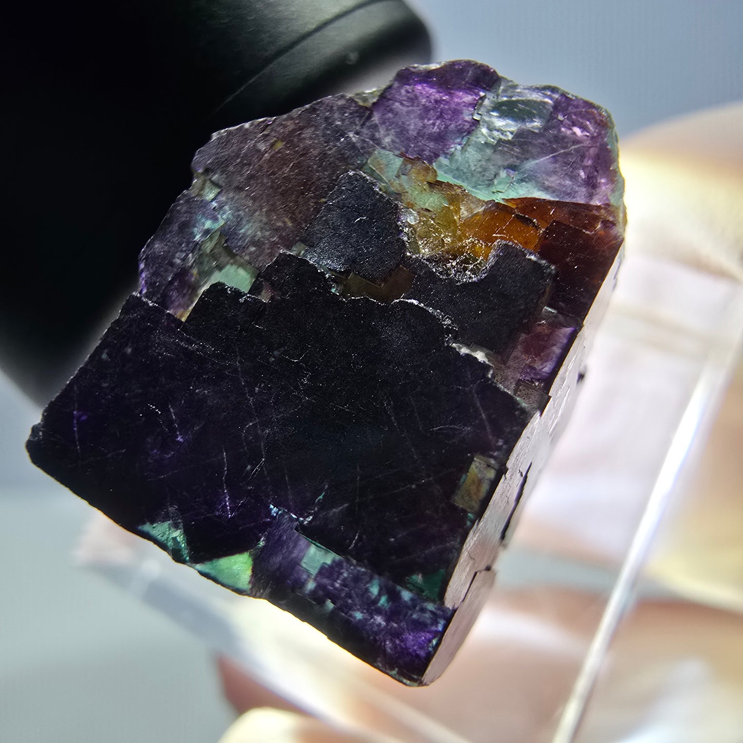Phantom Fluorit Würfel Stufe grün lila zonal 11:11 Angel Pocket, Namibia 21*18*15mm
