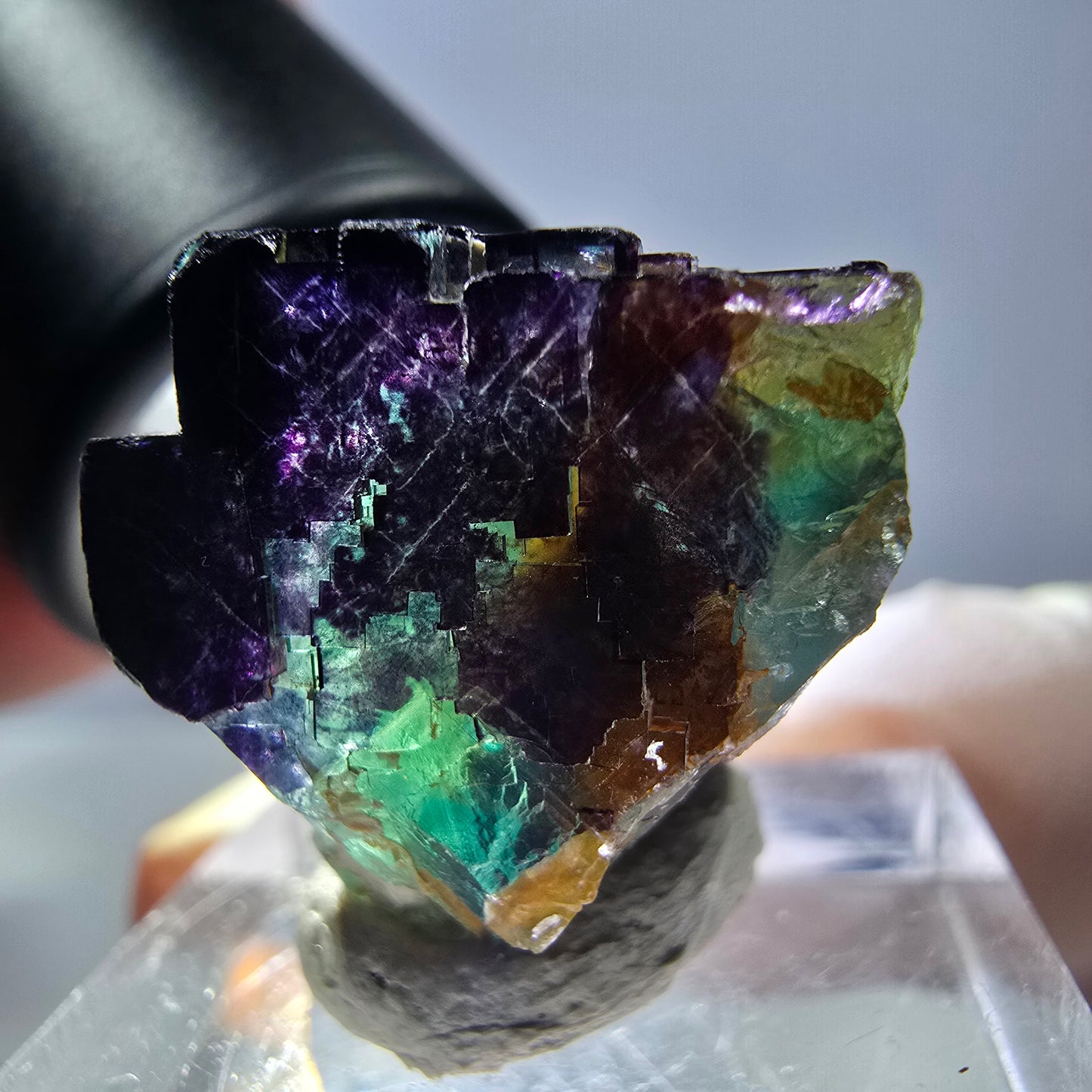 Phantom Fluorit Würfel Stufe grün lila zonal 11:11 Angel Pocket, Namibia 21*18*15mm
