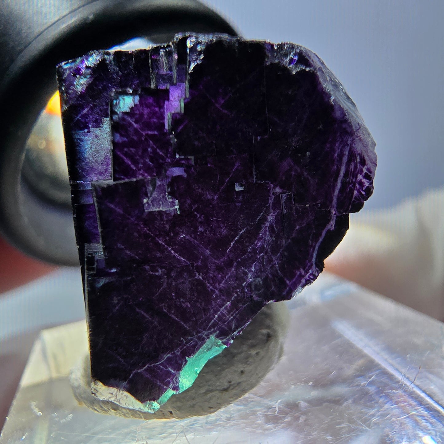 Phantom Fluorit Würfel Stufe grün lila zonal 11:11 Angel Pocket, Namibia 20*19*19mm