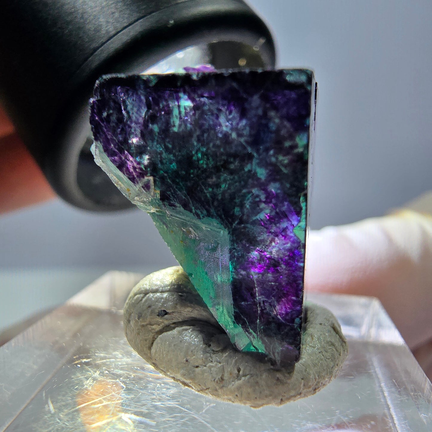 Phantom Fluorit Würfel Stufe grün lila zonal 11:11 Angel Pocket, Namibia 20*19*14mm