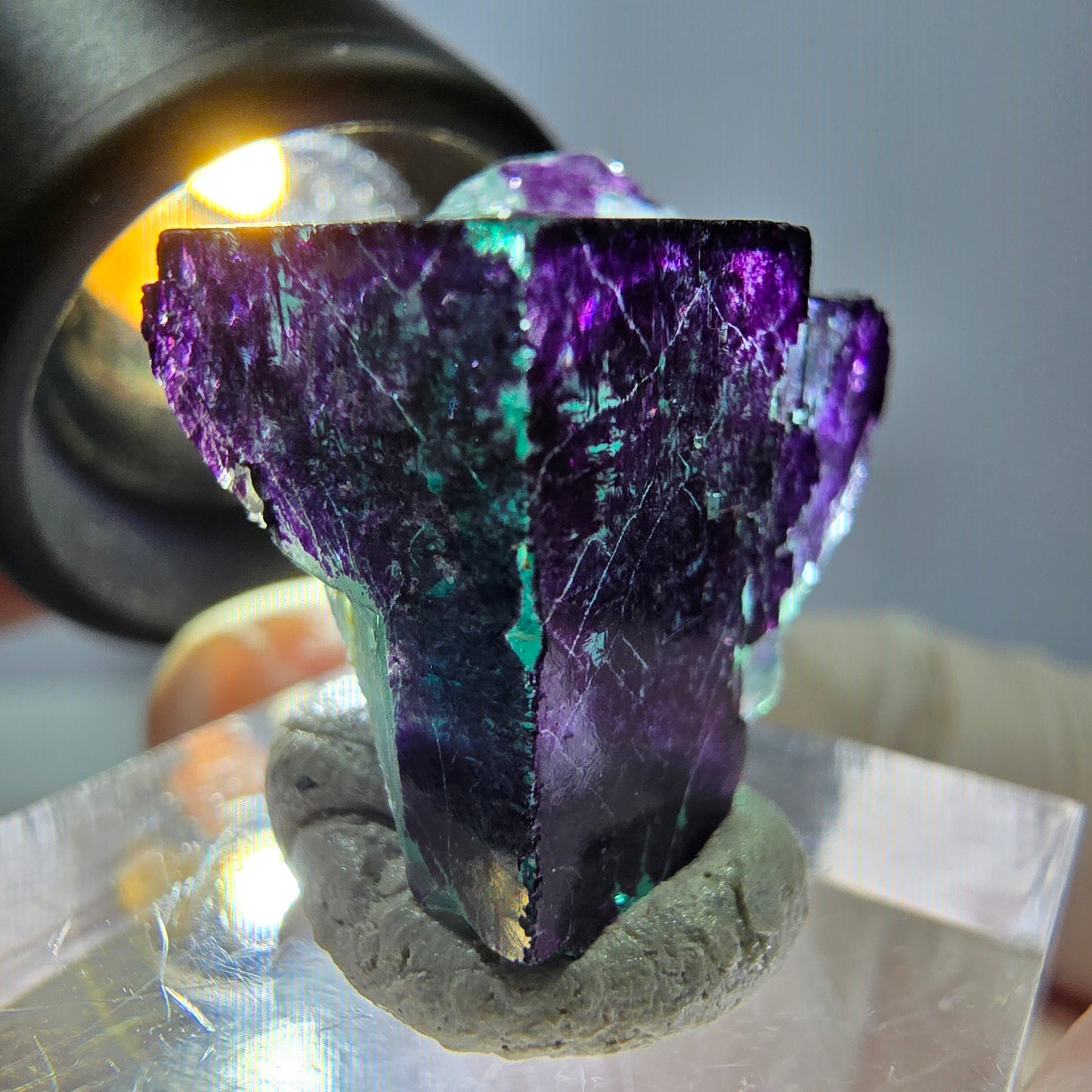 Phantom Fluorit Würfel Stufe grün lila zonal 11:11 Angel Pocket, Namibia 20*19*14mm