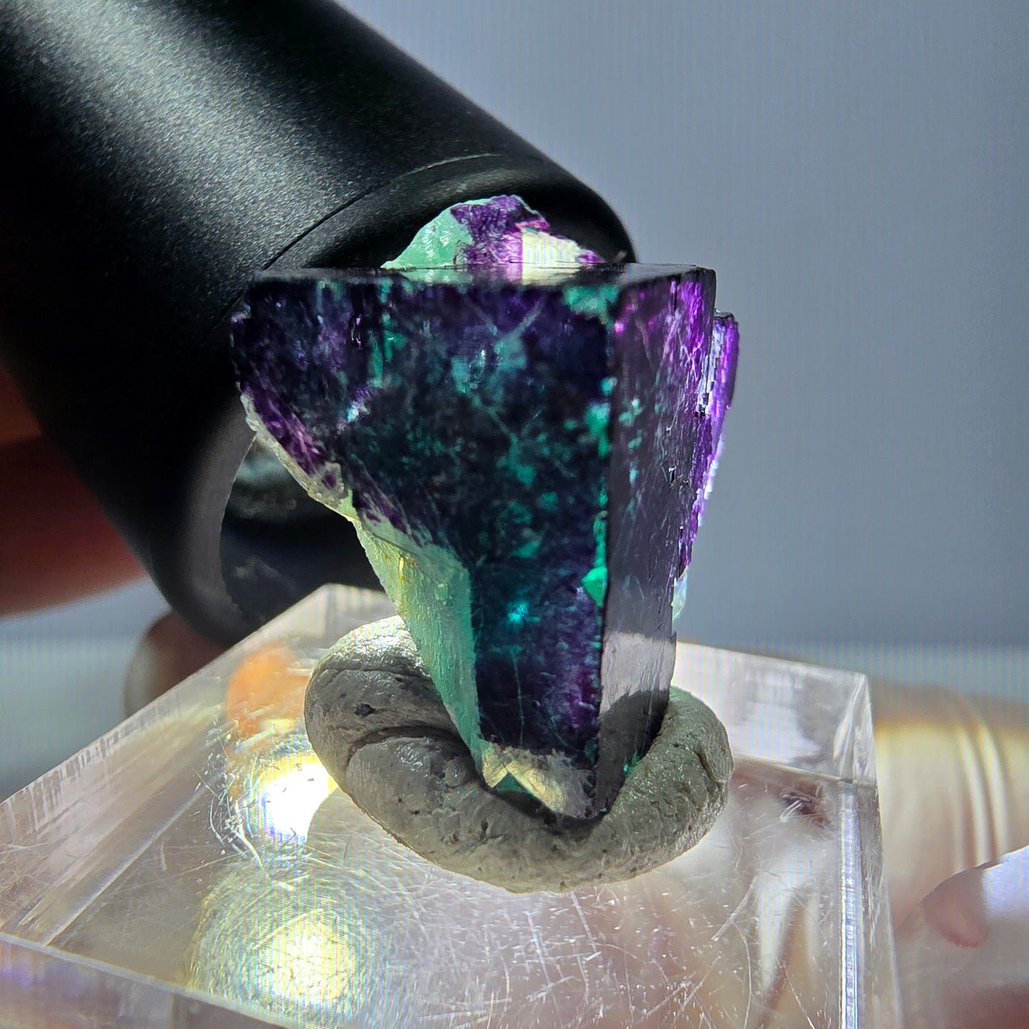 Phantom Fluorit Würfel Stufe grün lila zonal 11:11 Angel Pocket, Namibia 20*19*14mm