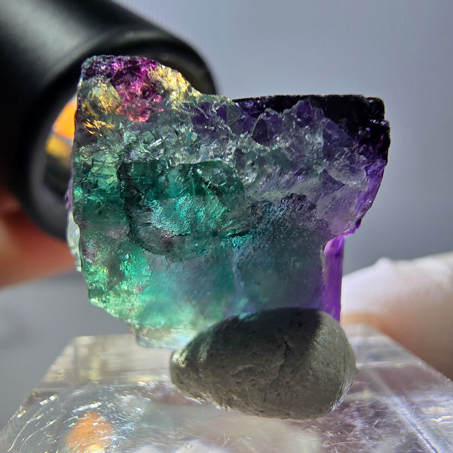 Phantom Fluorit Würfel Stufe grün lila zonal 11:11 Angel Pocket, Namibia 20*19*14mm