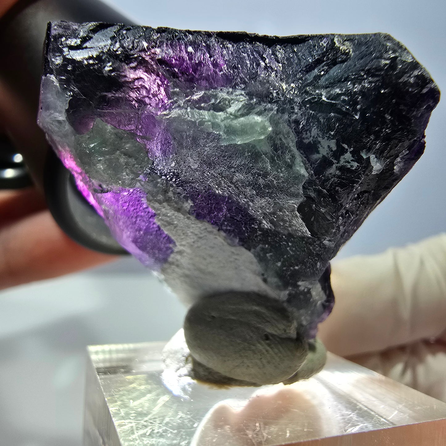 Phantom Fluorit Würfel Stufe grün lila zonal 11:11 Angel Pocket, Namibia 32*25*23mm