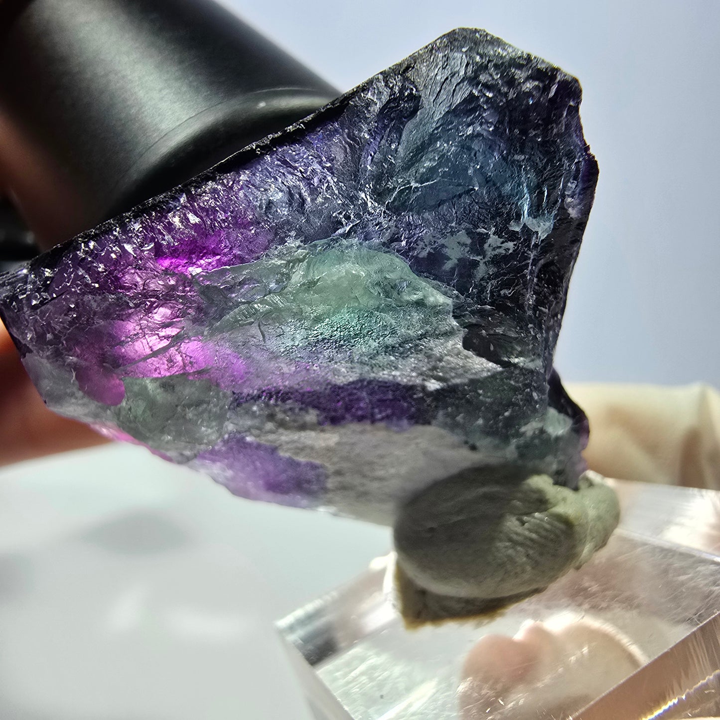 Phantom Fluorit Würfel Stufe grün lila zonal 11:11 Angel Pocket, Namibia 32*25*23mm