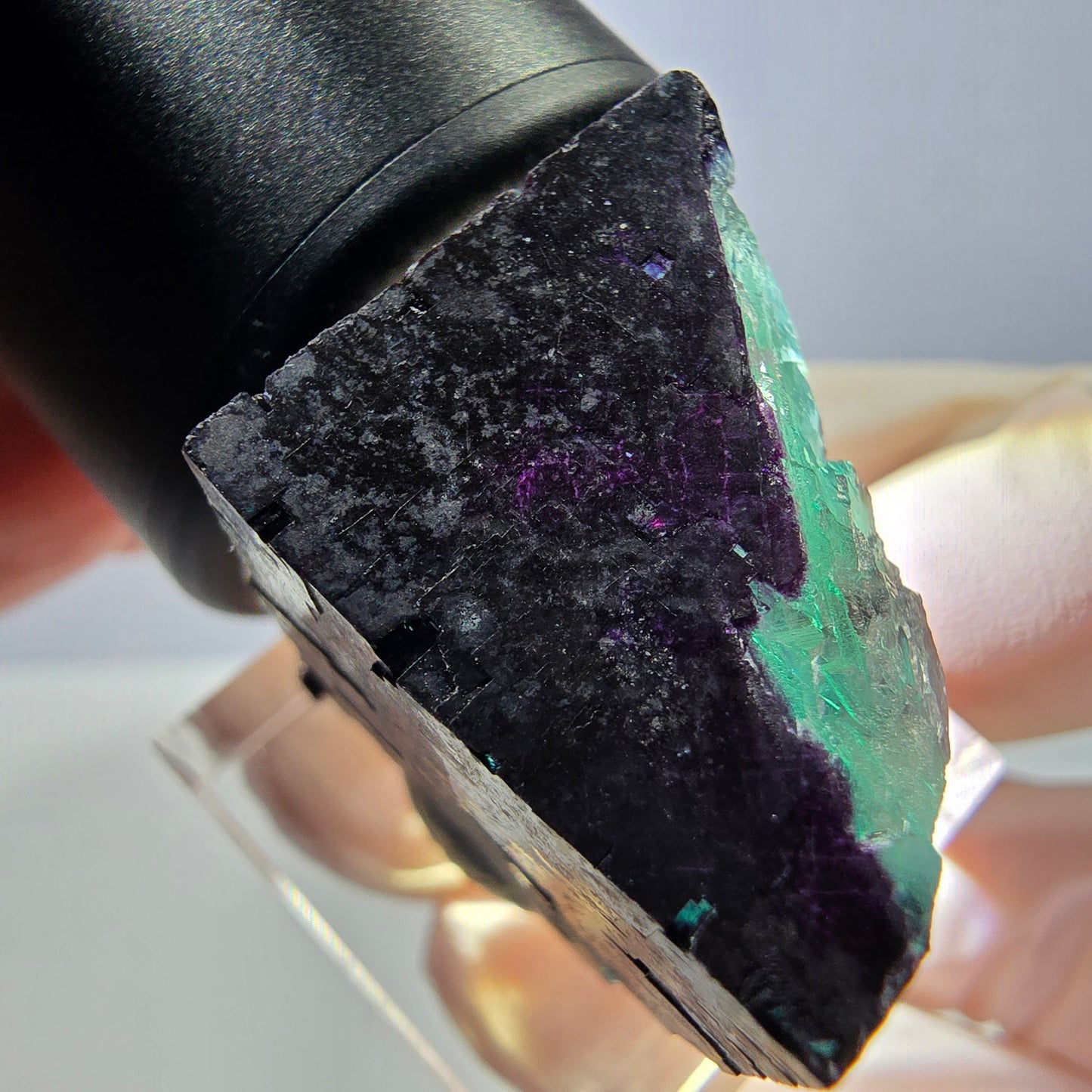 Phantom Fluorit Würfel Stufe grün lila zonal 11:11 Angel Pocket, Namibia 24*22*22mm