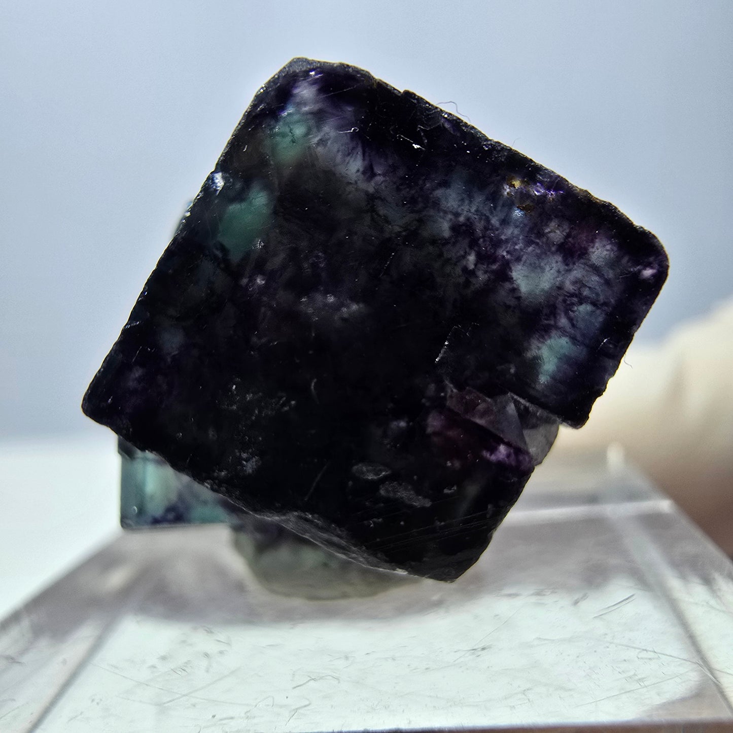 Phantom Fluorit Würfel Stufe, parkettiert grün lila Okorusu, Namibia 19*16*16mm